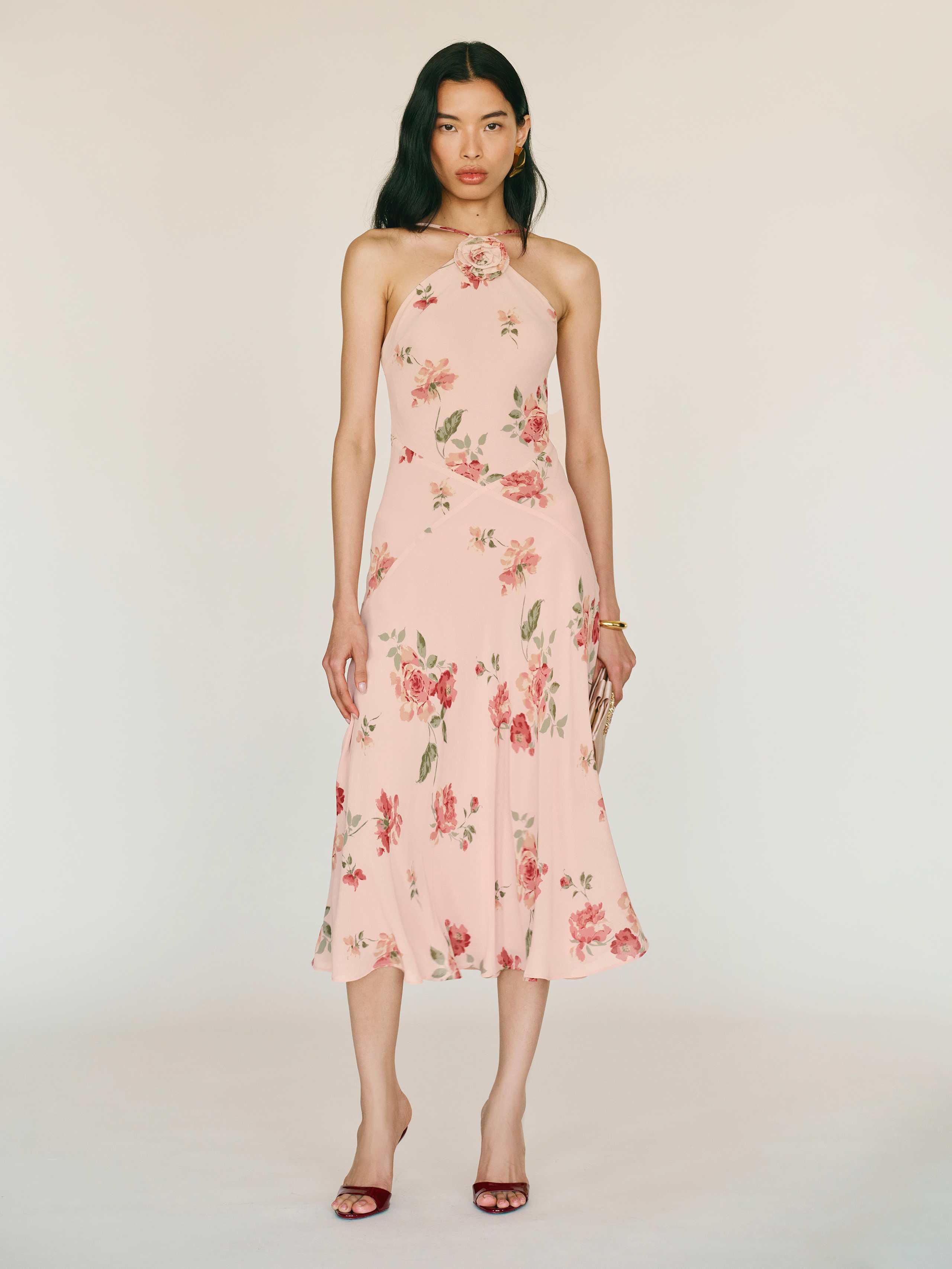 reformation pink halter dress Reformation Yanitza Dress | Pink