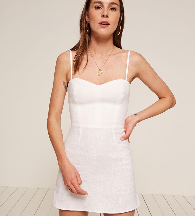 Reformation Linen Audrey Dress in White 
