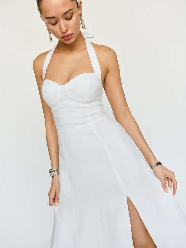 Reformation Tala Linen Dress 8 in White | Lyst Reformation Tala Linen Dress 8 in White | Lyst