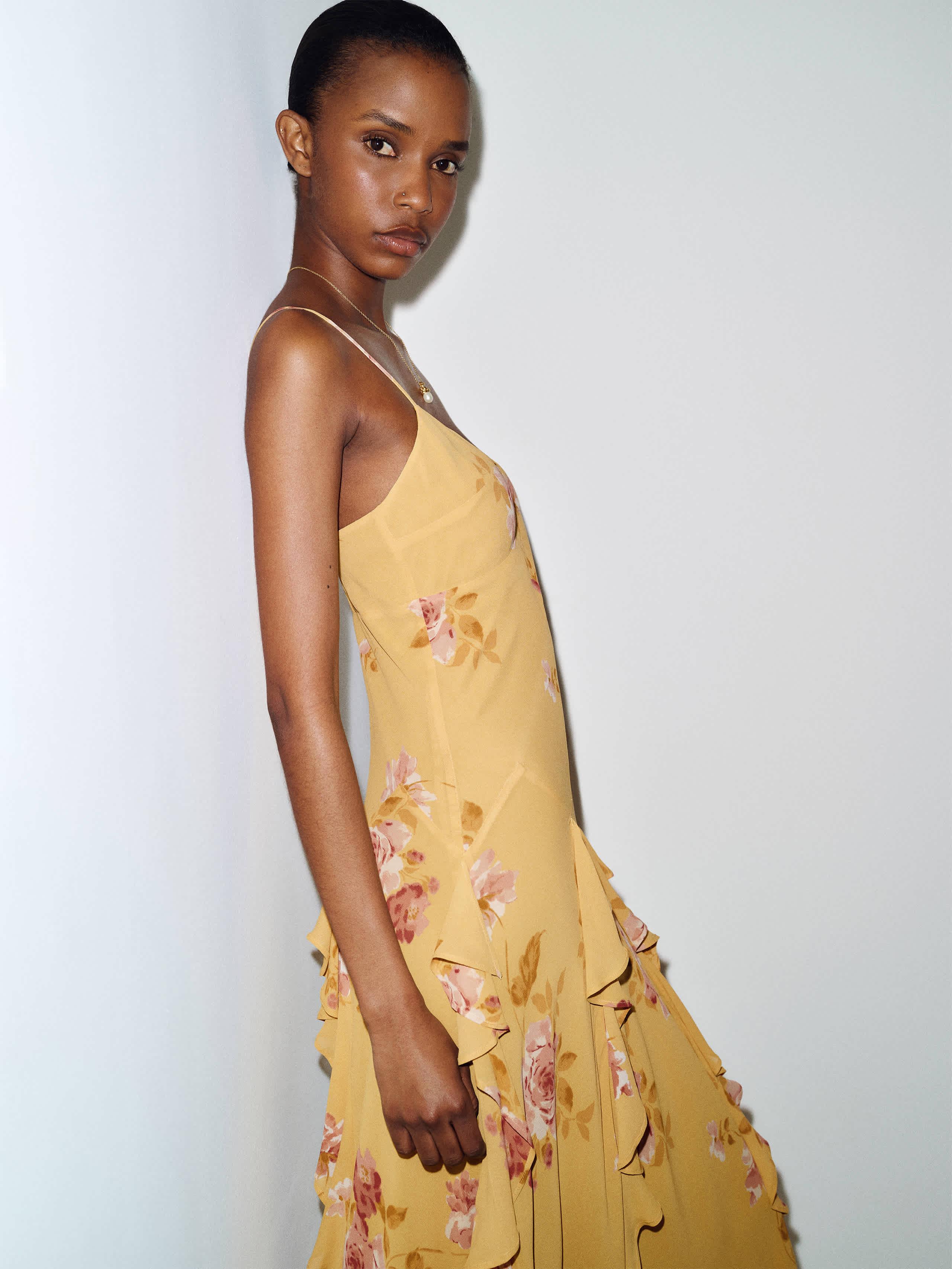 reformation yellow halter dress Neck Dresses for Women Handwork