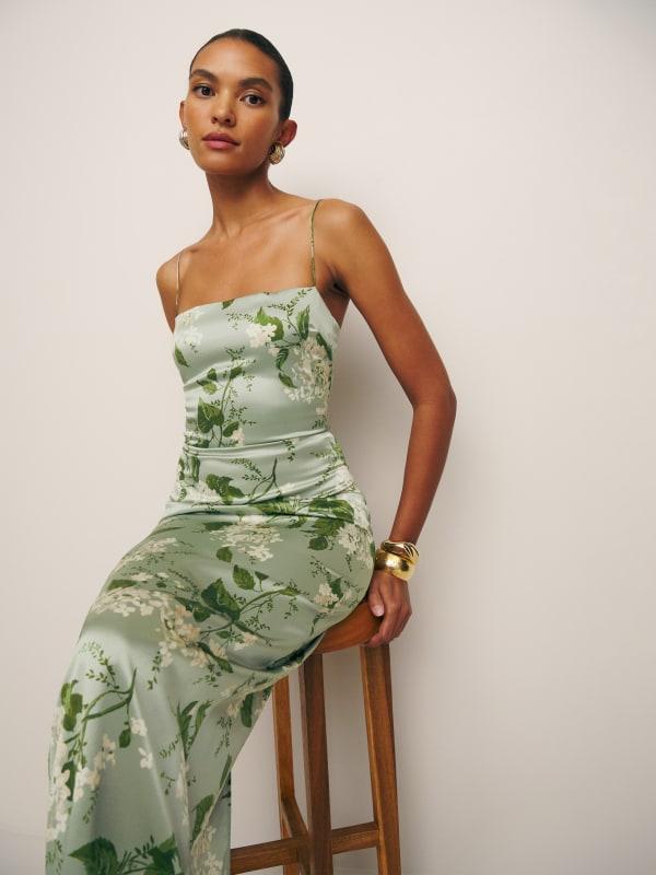 Reformation Frankie Sleeveless Silk Dress in Green | Lyst Reformation Frankie Sleeveless Silk Dress in Green | Lyst
