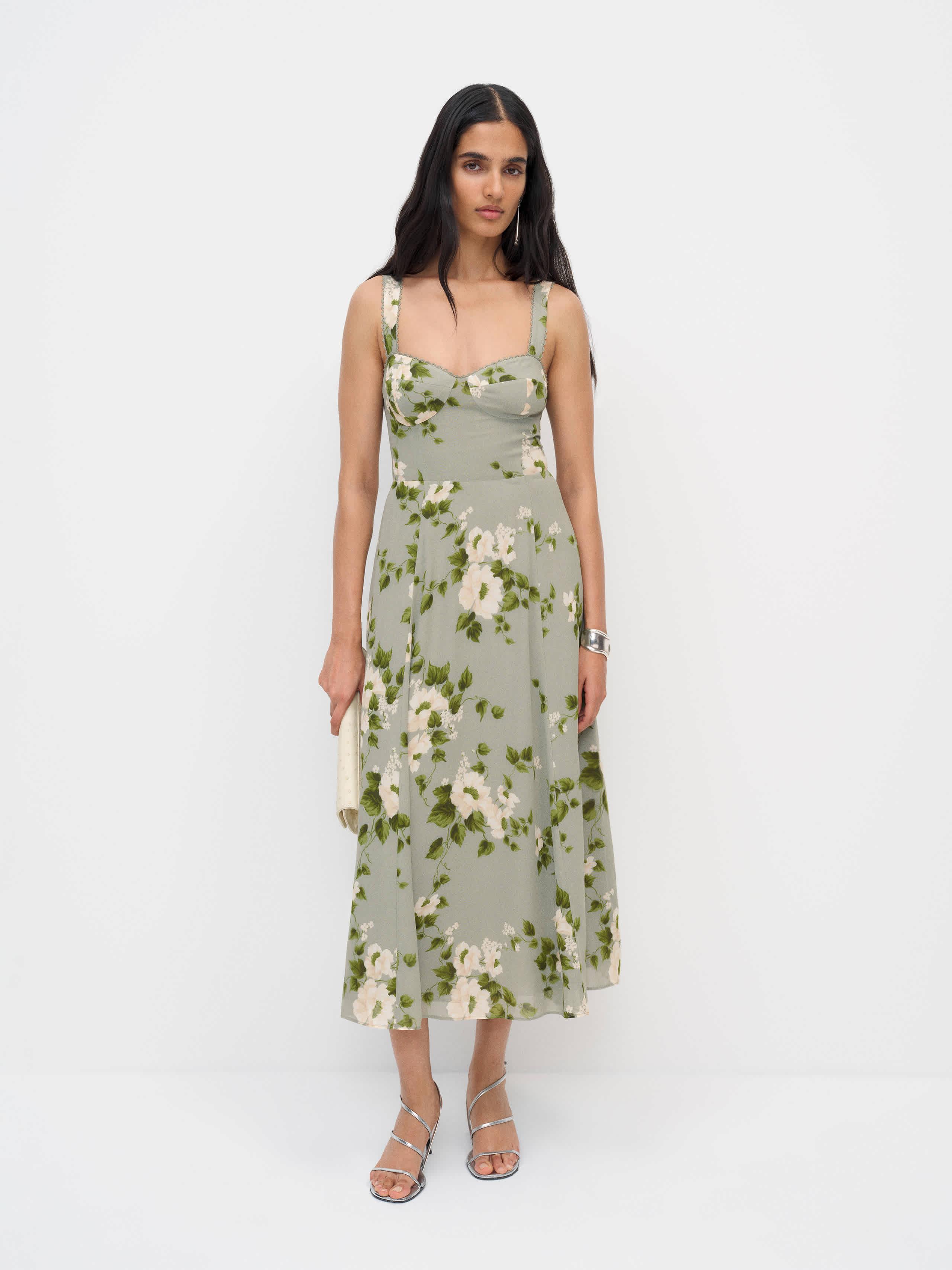 reformation lacey dress green Lela Greenery Lace 0 color-description:Dusty Mint
