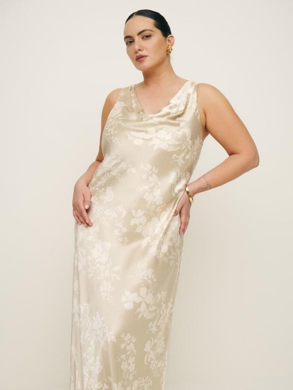 Reformation Annabelle Silk Dress Es in Natural | Lyst Reformation Annabelle Silk Dress Es in Natural | Lyst