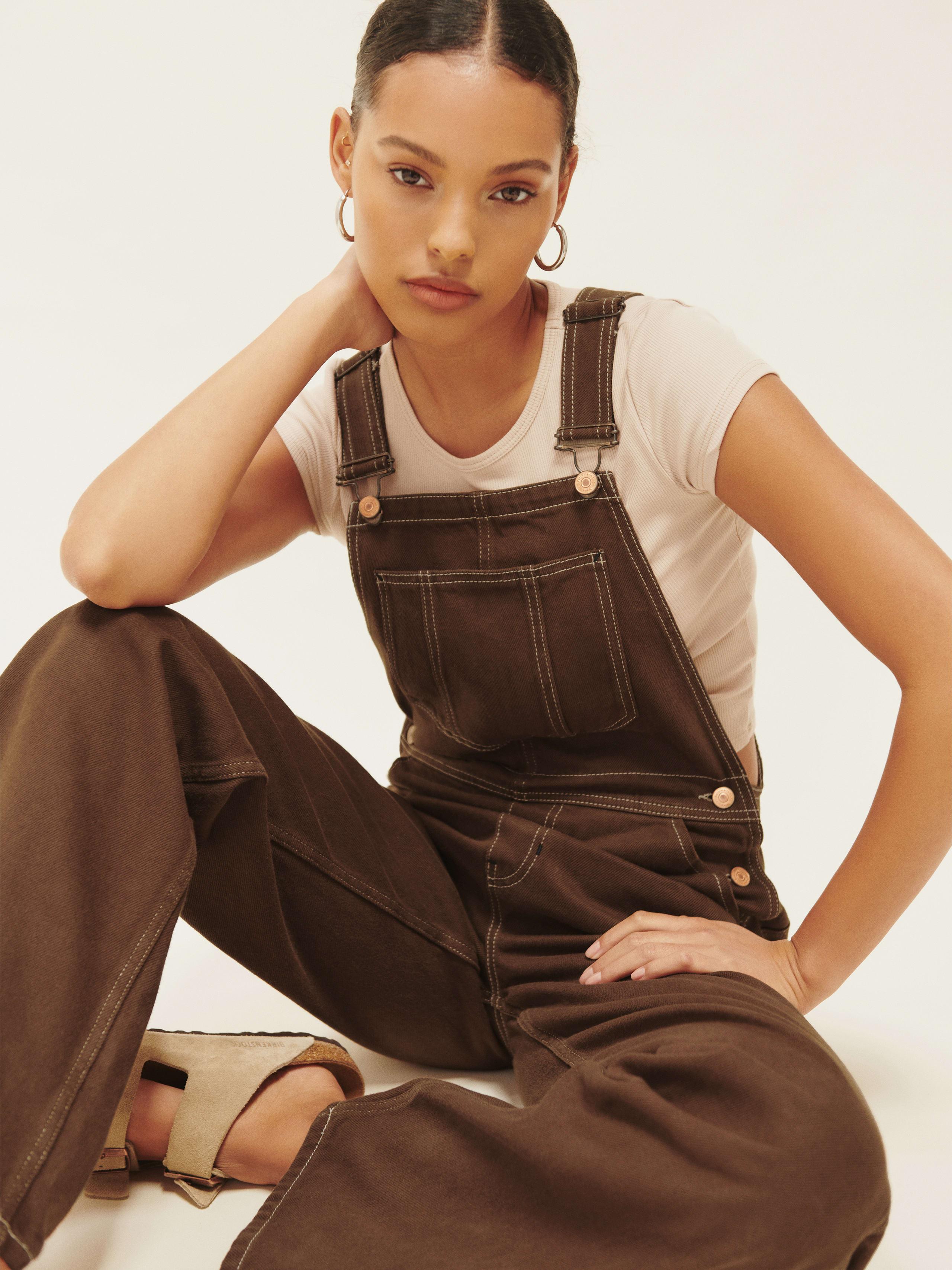 Reformation Milo Utility Overalls in Brown | Lyst