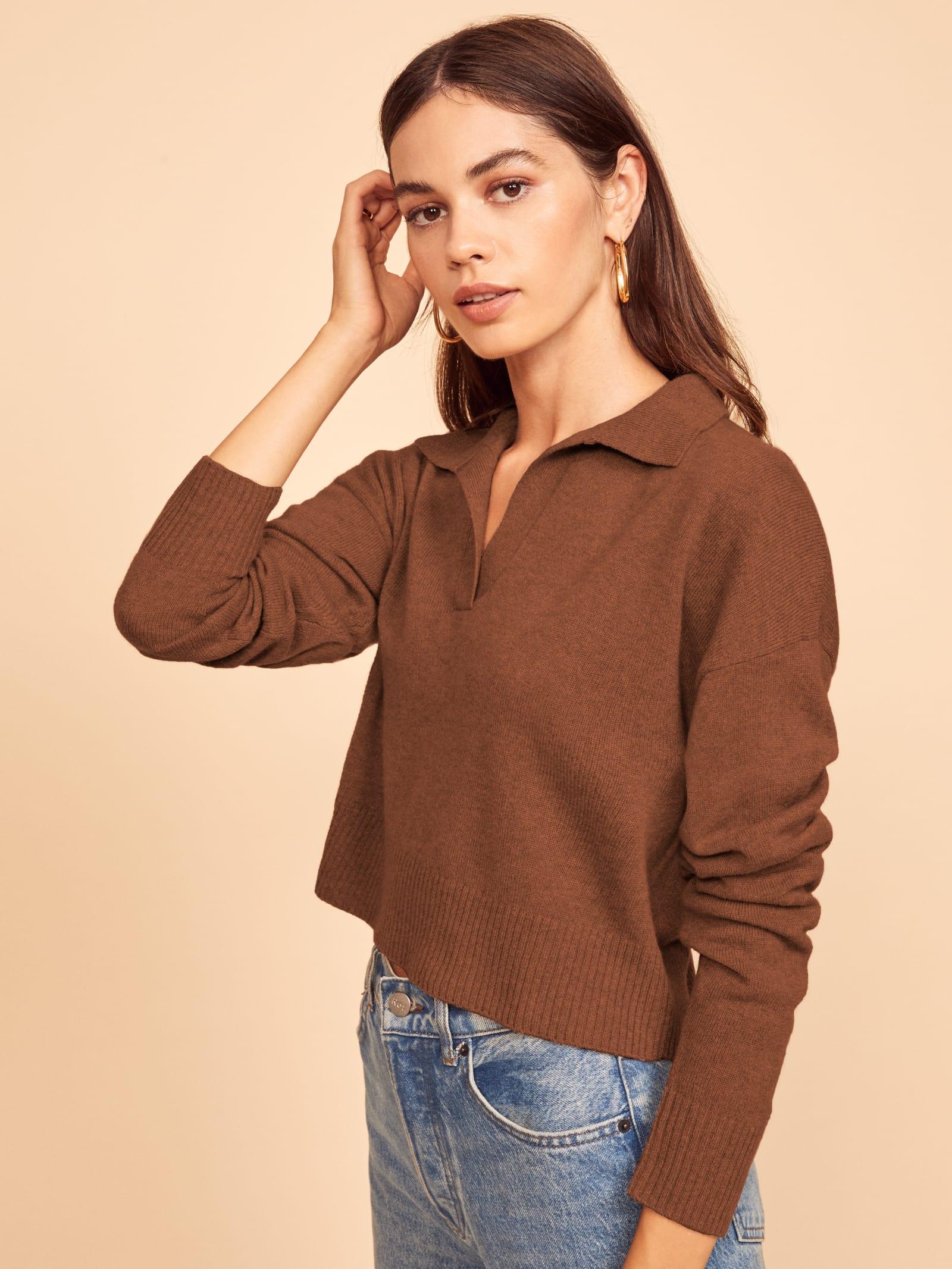 Reformation Cashmere Polo Sweater in 