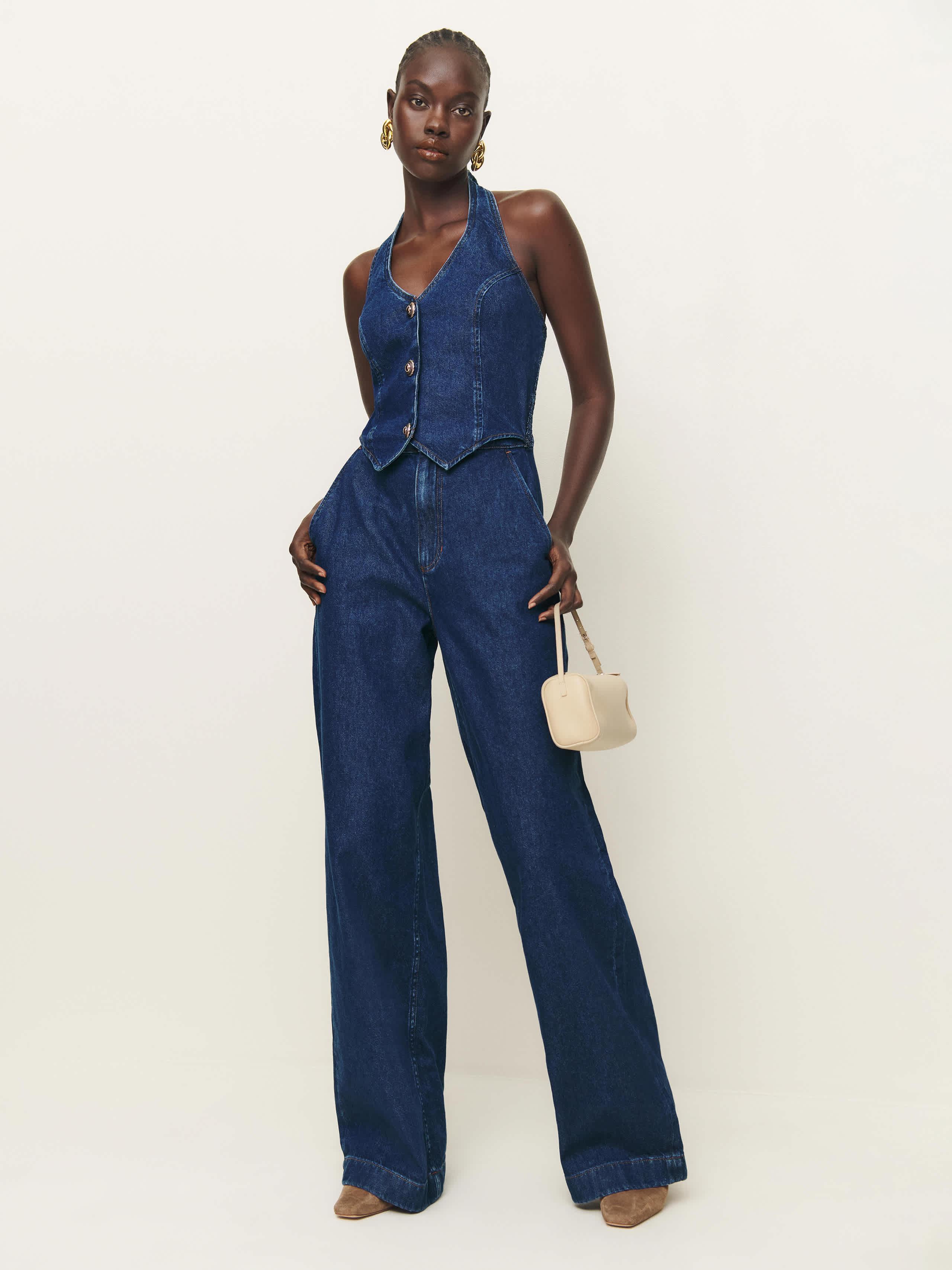Reformation Lorenza Denim Jumpsuit 2 in Blue | Lyst UK