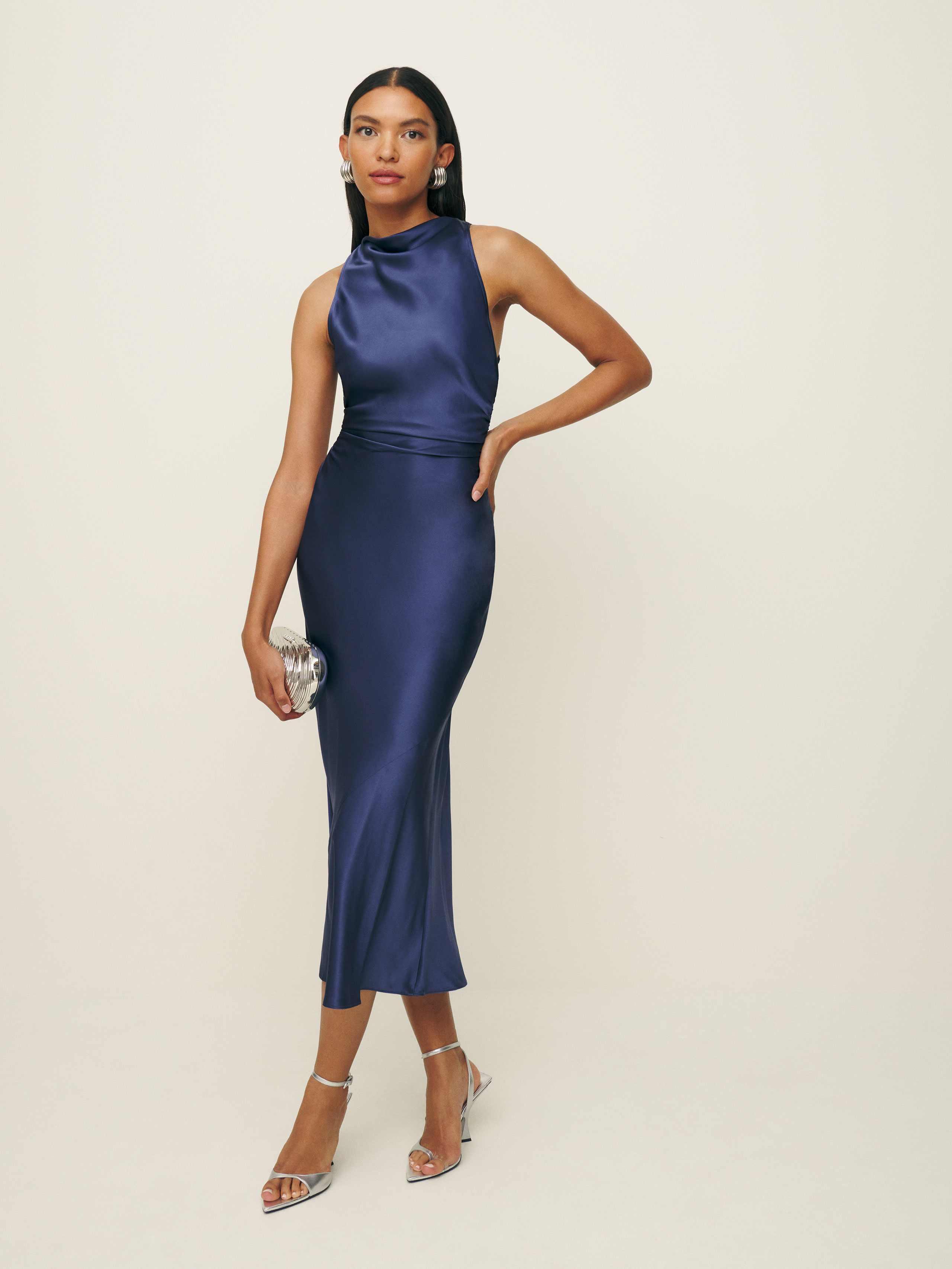 Reformation Casette Silk Dress Iris 10 in Blue | Lyst