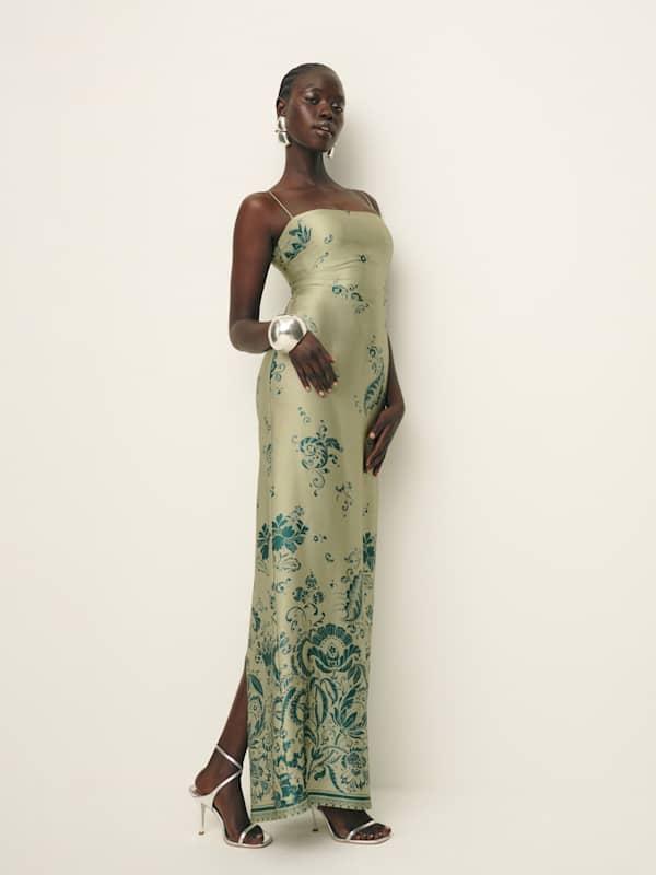 green emerald velvet dress SIR. Green Frankie Midi Dress