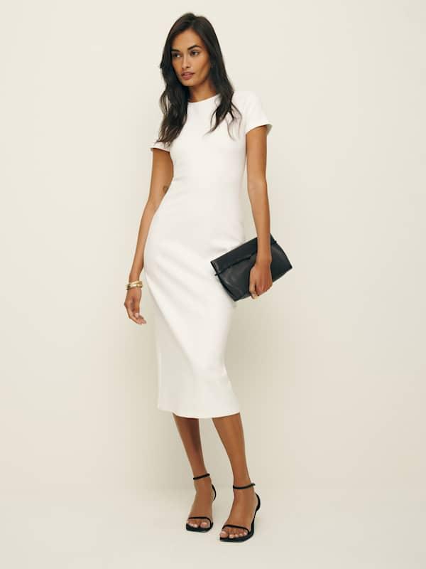 reformation elona knit dress Reformation Elona Knit Midi Dress In Ivory - 50% Off