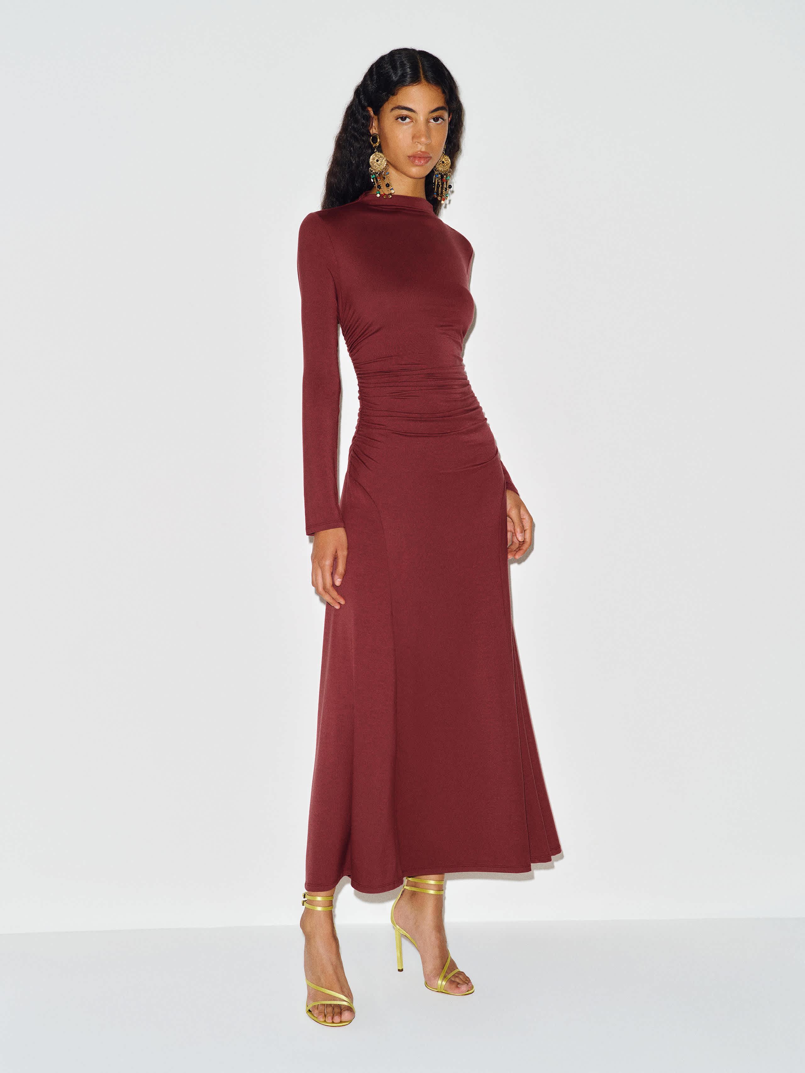reformation long sleeve maxi dress Reformation Navy Long-Sleeved Maxi Dress with Pleated Top Detail Size   Sellier