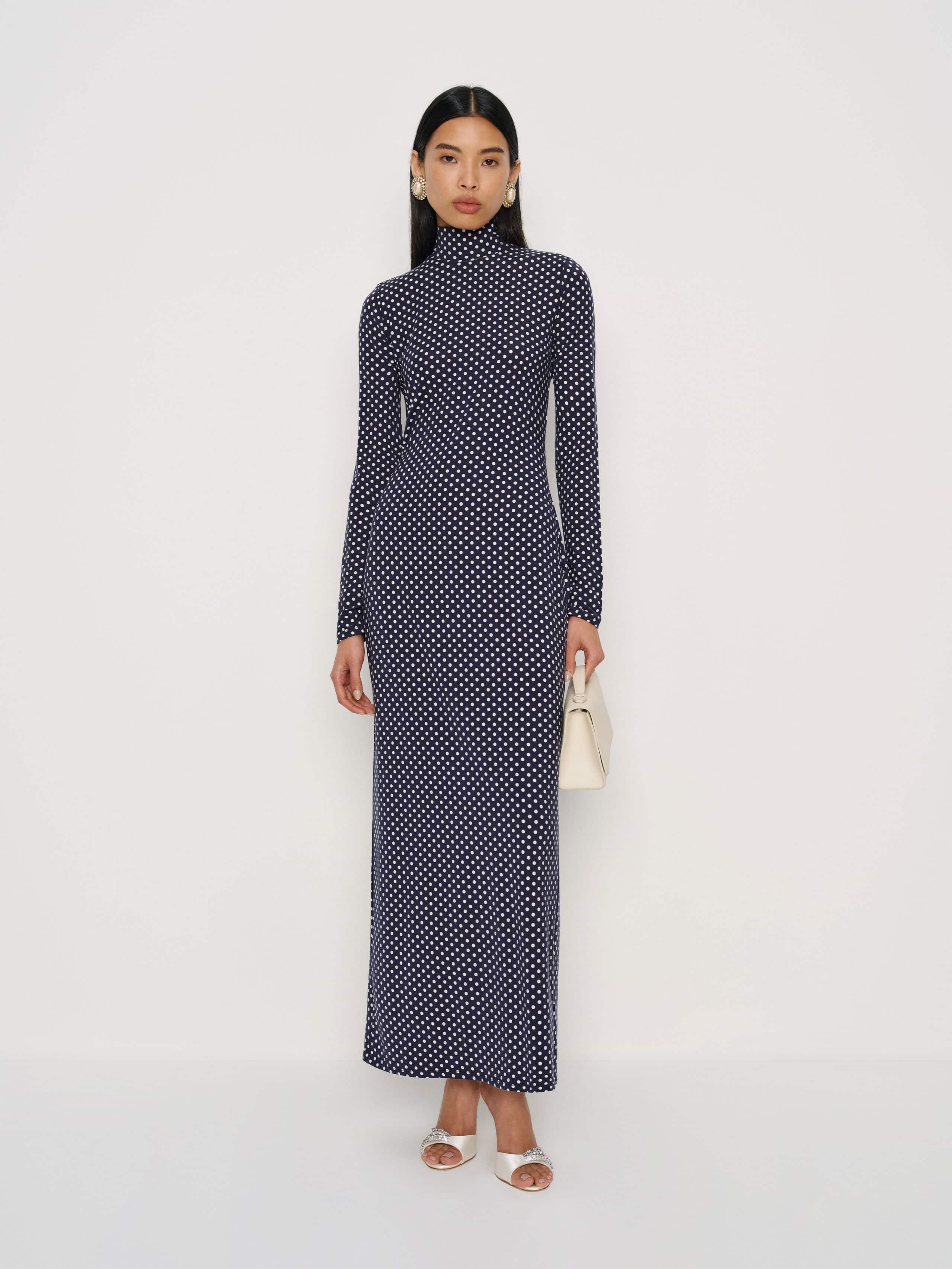 reformation celestina knit dress Celina in Blue Hex knit