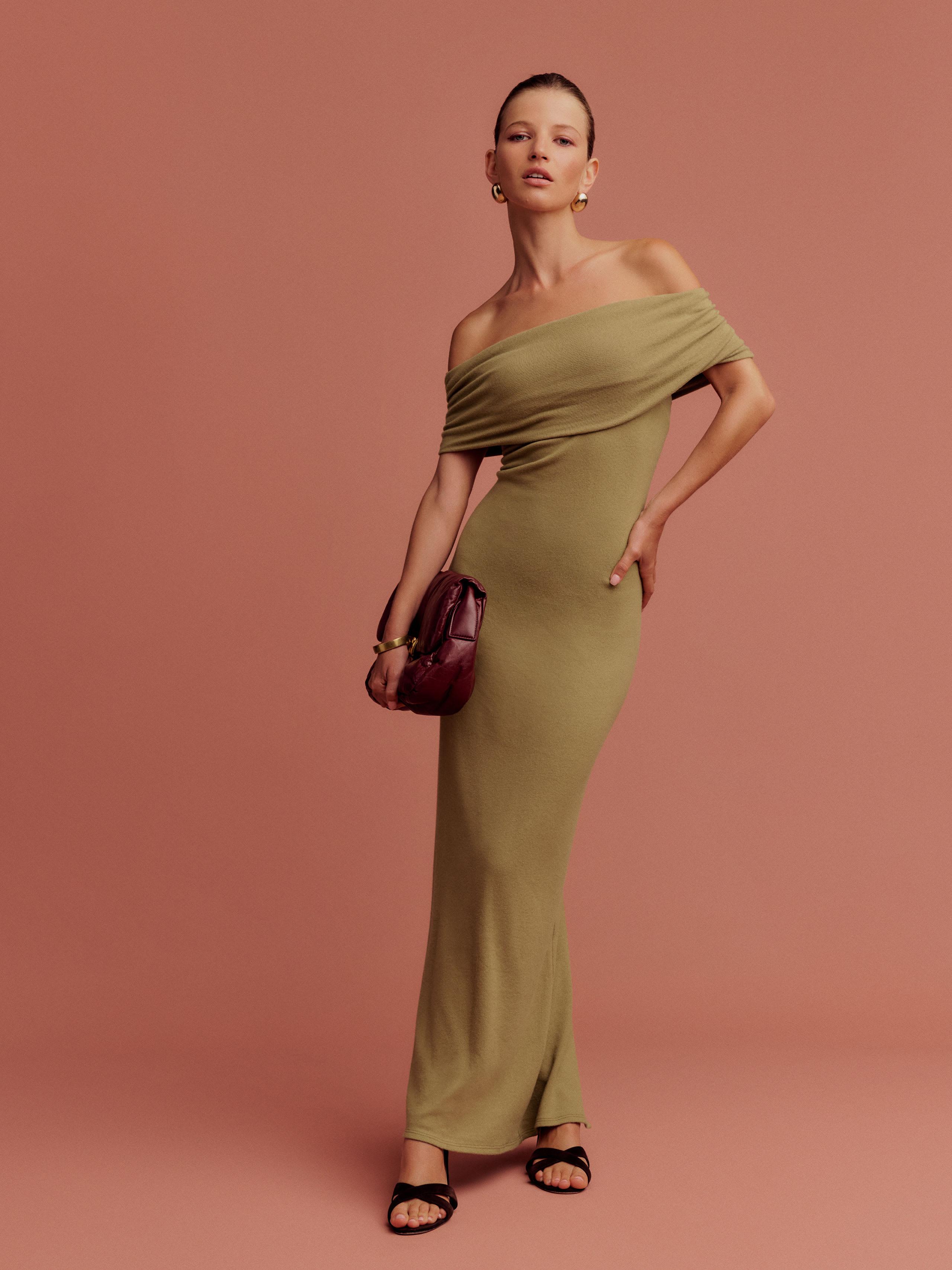 Reformation Josefina Knit Dress in Brown | Lyst