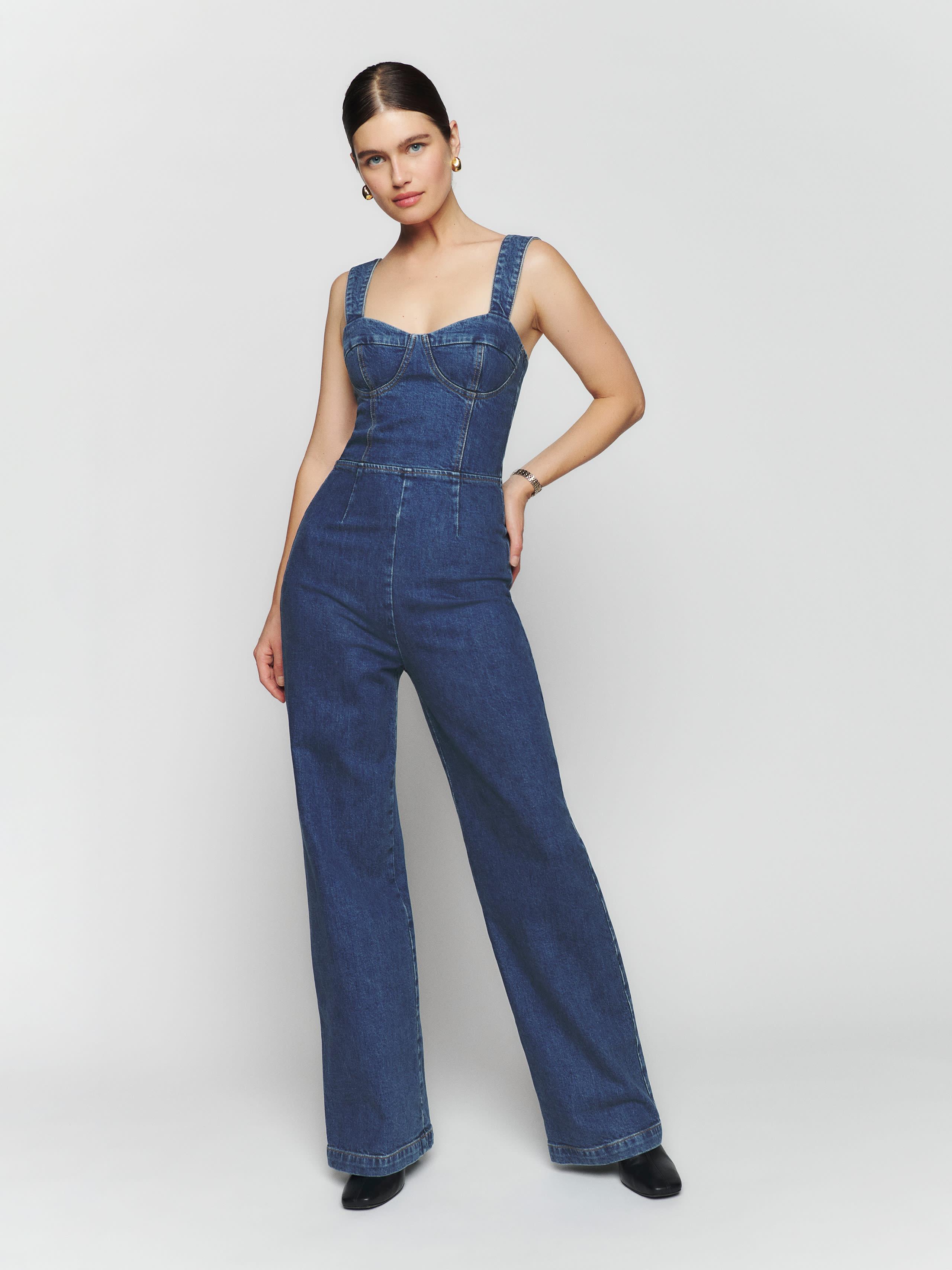 Reformation Nikki Bustier Denim Jumpsuit in Blue Lyst Canada