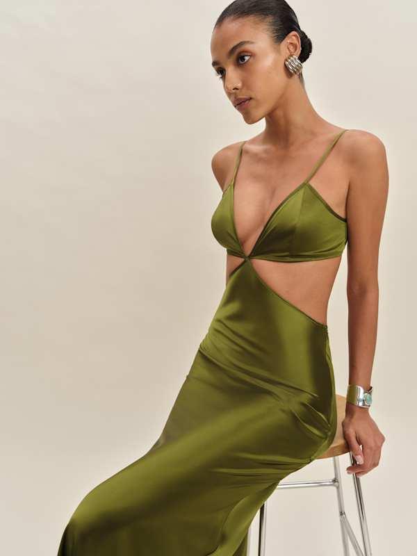 Reformation Poppies Silk Dress 10 in Green | Lyst Reformation Poppies Silk Dress 10 in Green | Lyst