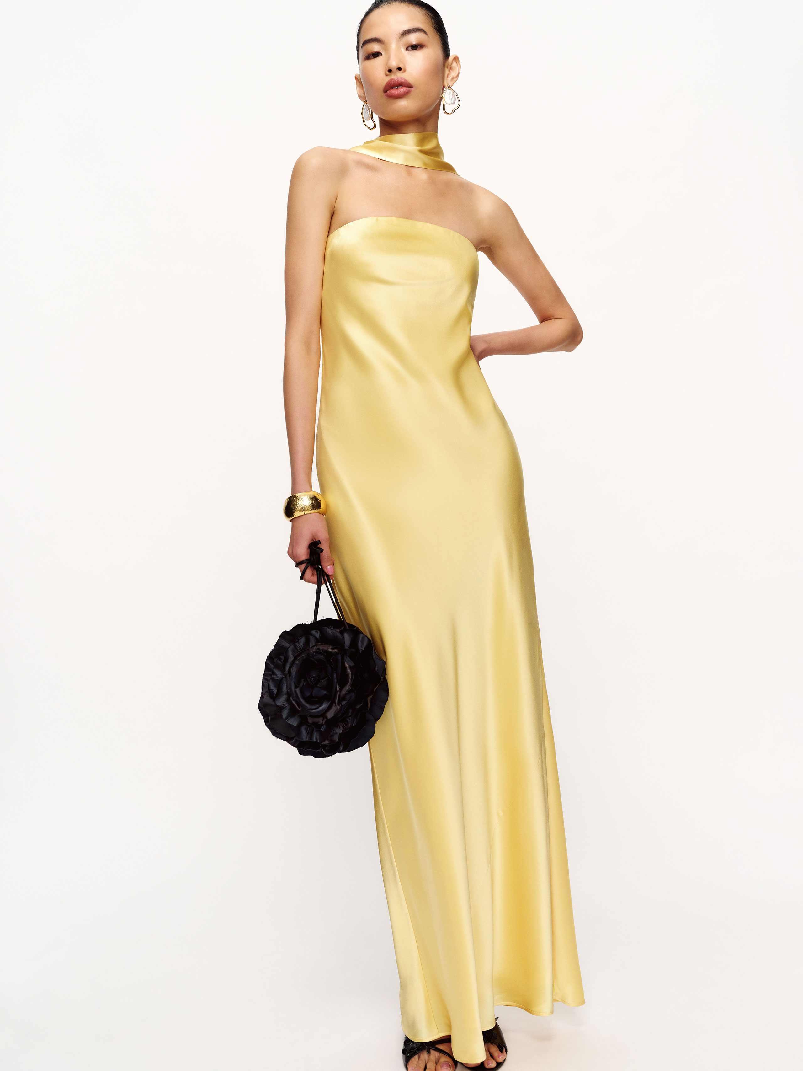 Reformation Oren Silk Dress in Yellow | Lyst