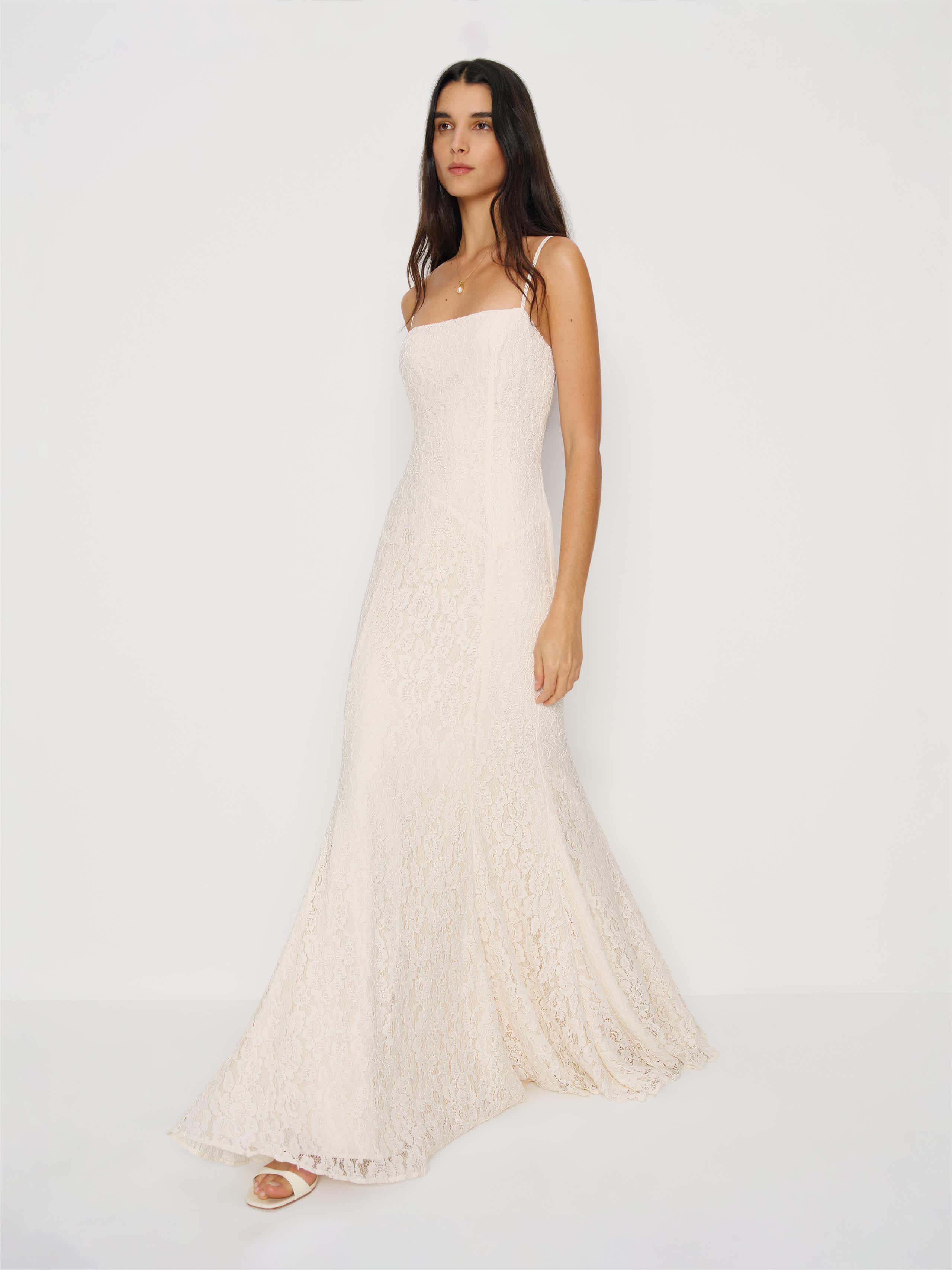 maxi peach dress Farida Peach Lace Maxi Dress - US 18