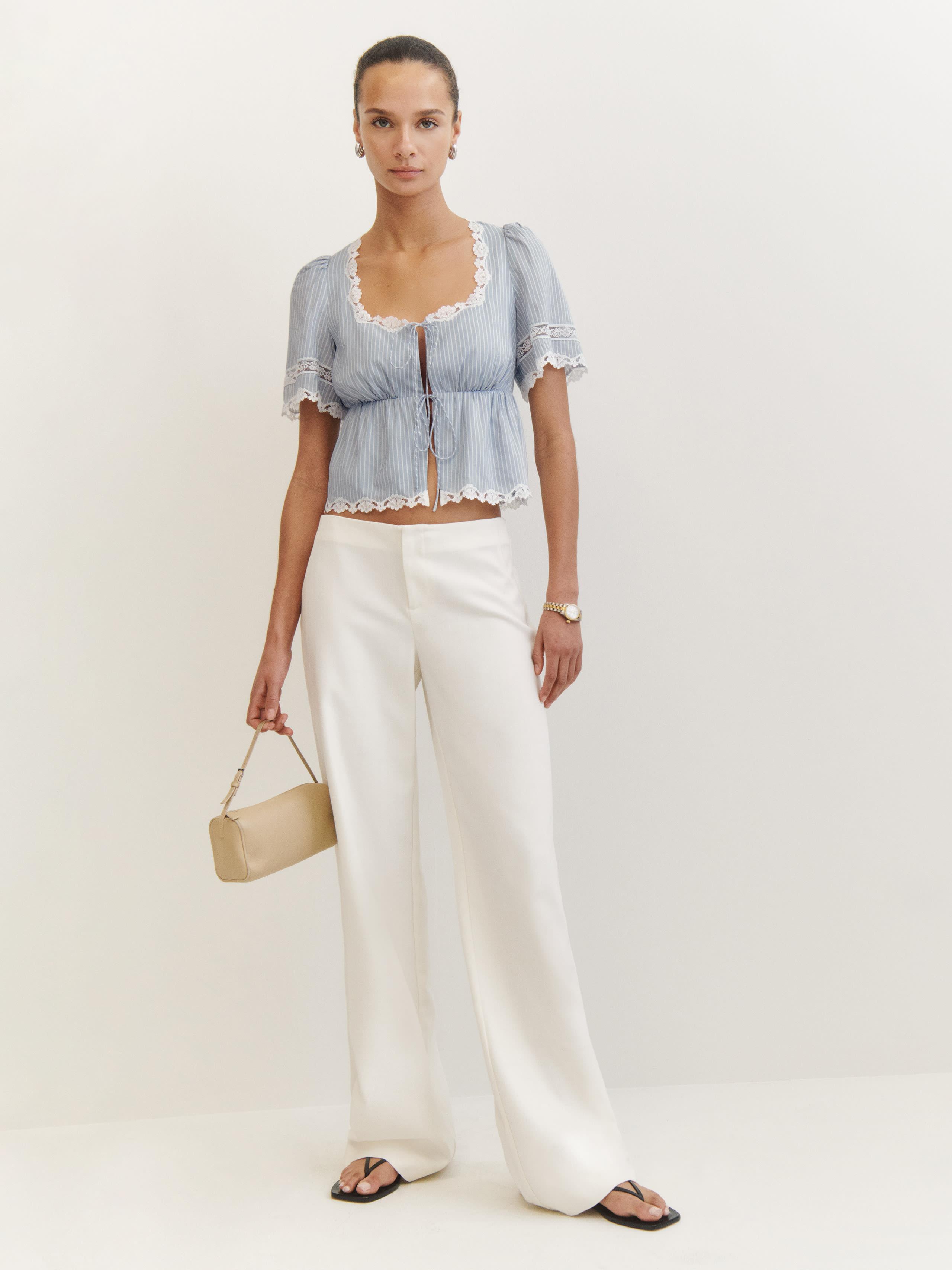 Reformation Vida Low Rise Pant in White Lyst UK