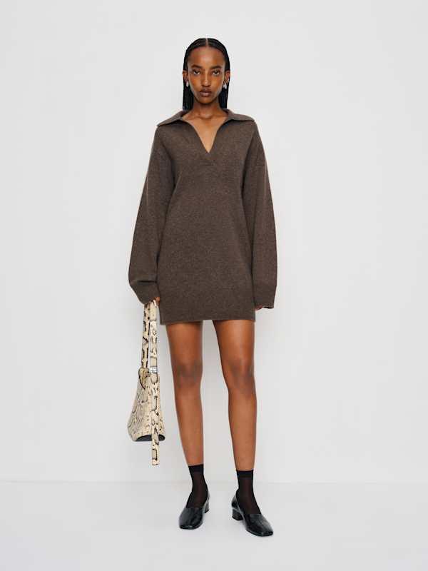 Reformation Maeve Cashmere Polo Dress in Brown | Lyst Reformation Maeve Cashmere Polo Dress in Brown | Lyst