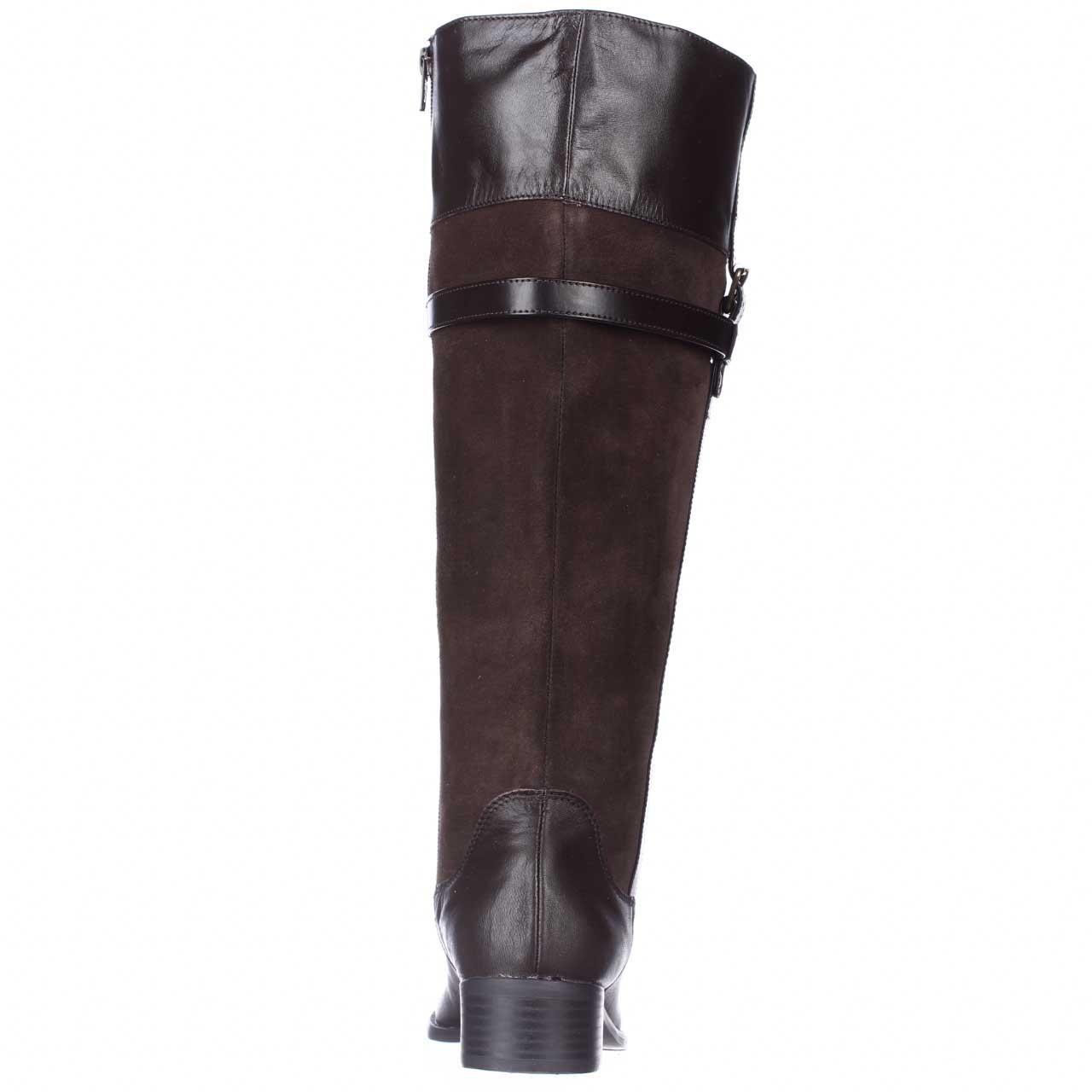 Easy Spirit Suede Dominaw Wide Calf Comfort Riding Boots In Brown