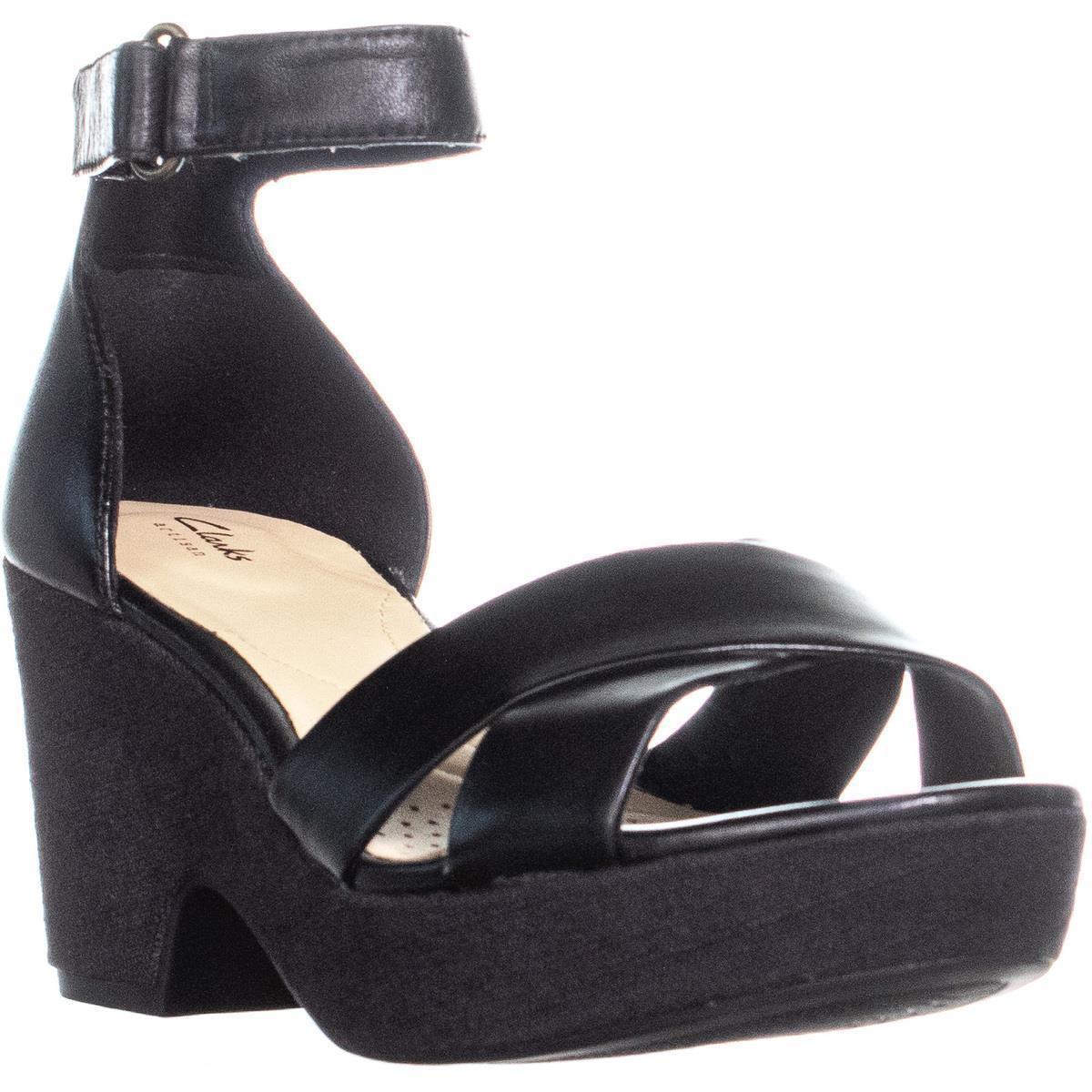 clarks black platform sandals