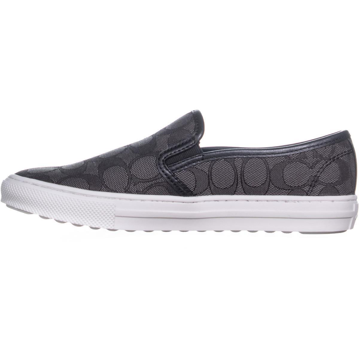 COACH Leather C115 (black Smoke/black Signature C) Women's Slip On