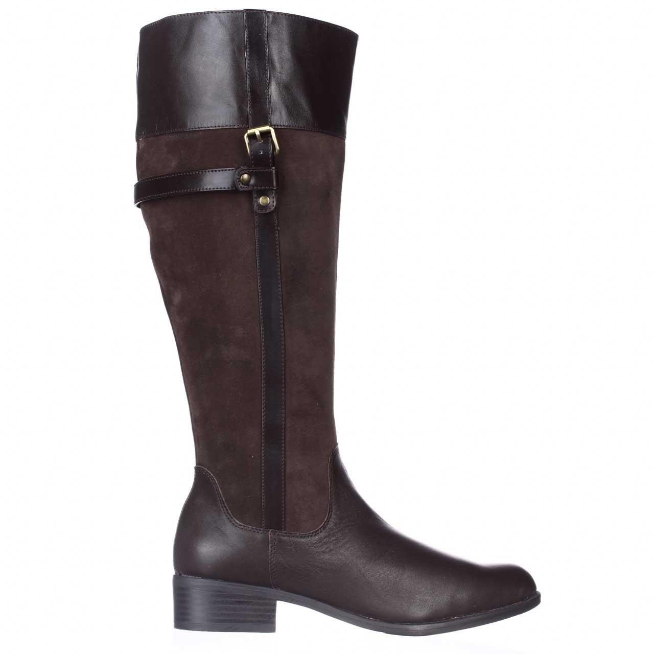 Easy Spirit Suede Dominaw Wide Calf Comfort Riding Boots In Brown