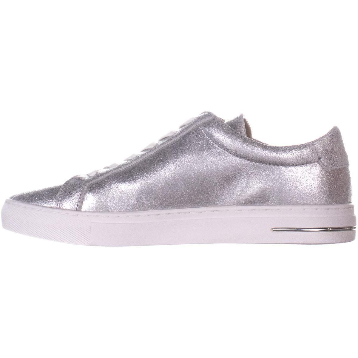 DKNY Leather Court Lace Up Sneakers in Silver (Metallic) - Lyst