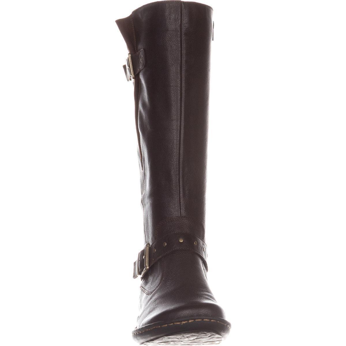 Born Leather B O C Austin Wide Calf Flat Comfort Boots In Brown