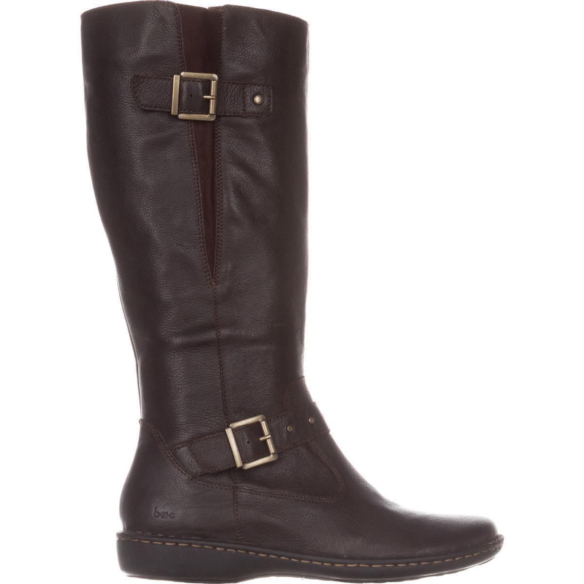 Born Leather B O C Austin Wide Calf Flat Comfort Boots In Brown