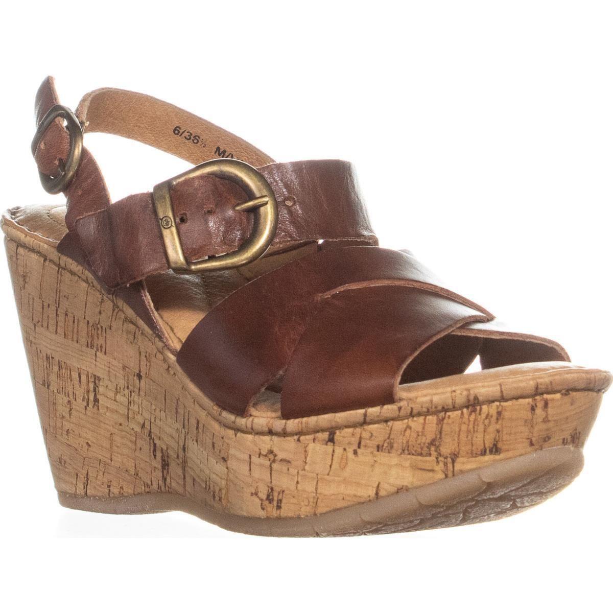 Born Leather Emmy Quarter Wedge Sandals in Rust (Brown) Lyst