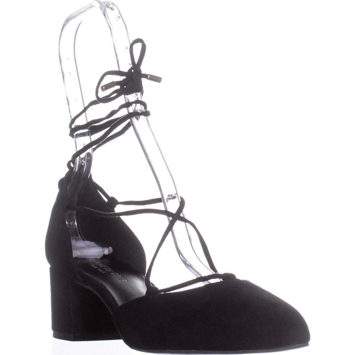 Cole Suede New York Toniann Lace Up Round Toe Kitten Heels in