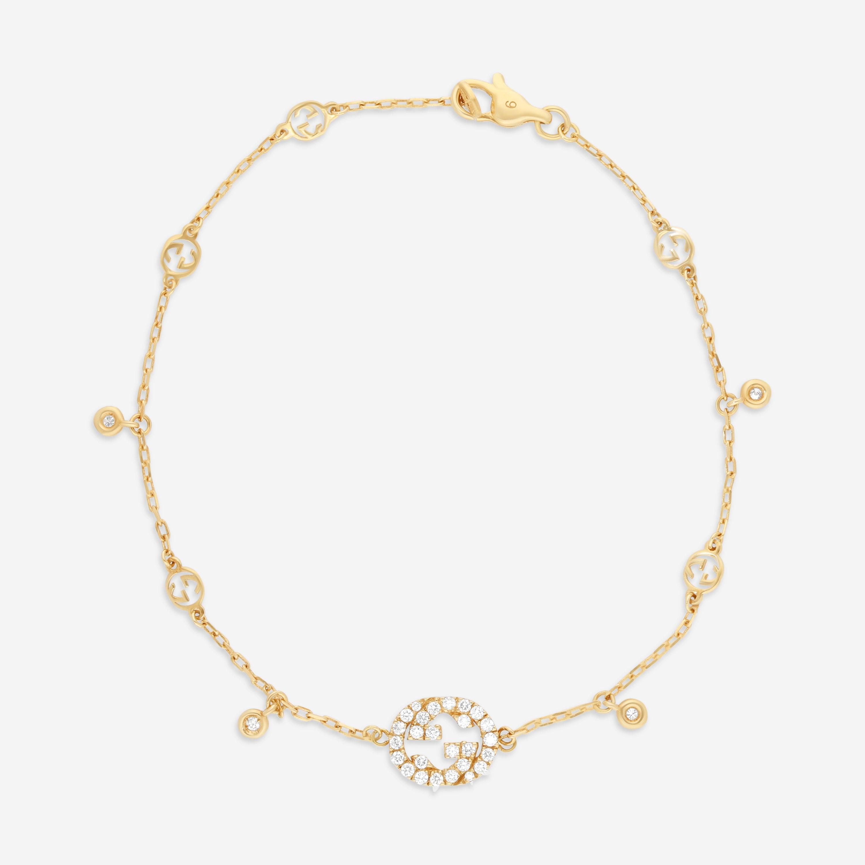 Gucci Interlocking G 18K Diamond Bracelet Yba729403002016 in