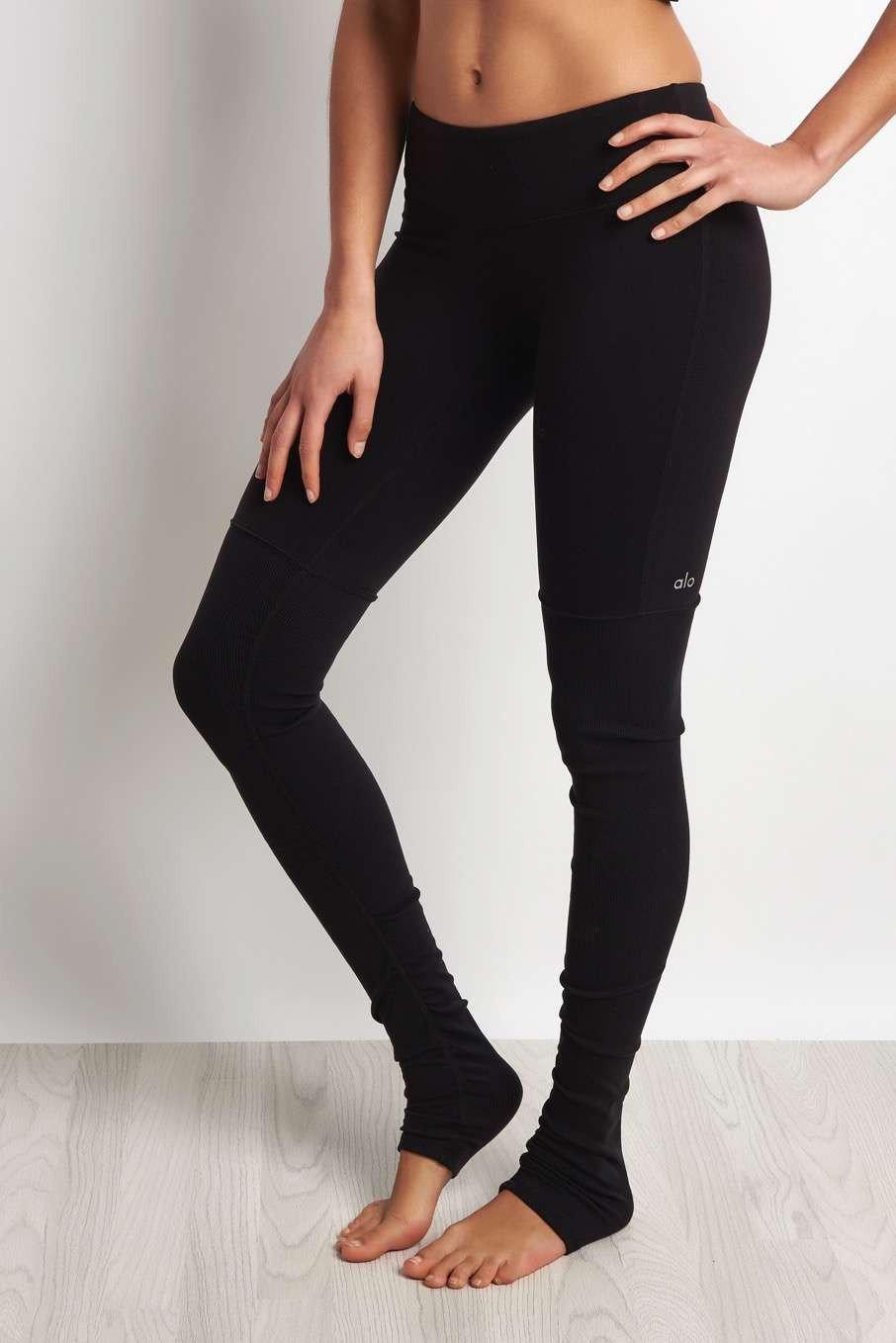 Lyst Alo Yoga Goddess Ribbed Legging Black/black in Black