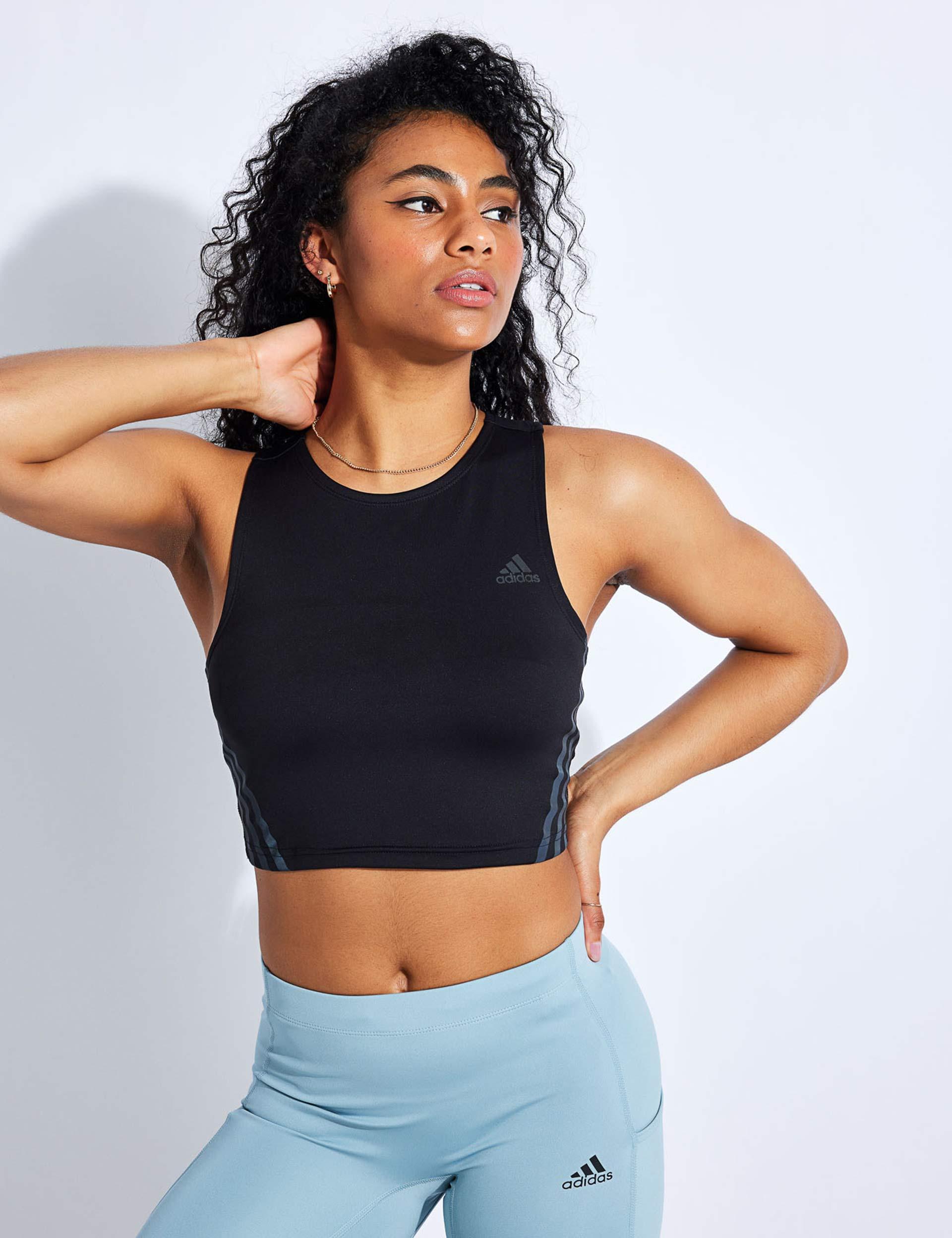 adidas Run Icons 3-stripes Cooler Running Crop Top in Black | Lyst