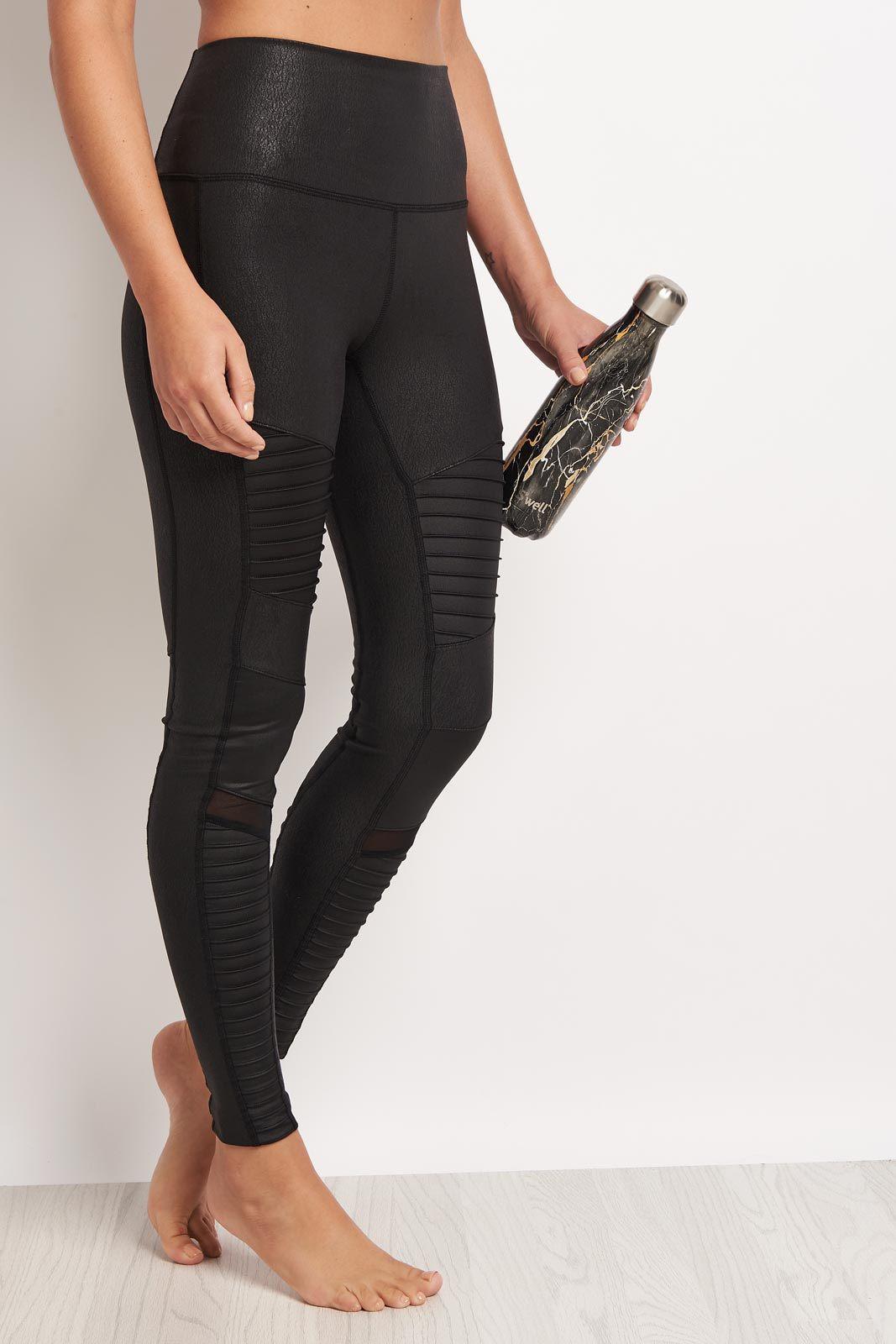 Alo Yoga Leather High Waisted Moto Legging in Black Lyst