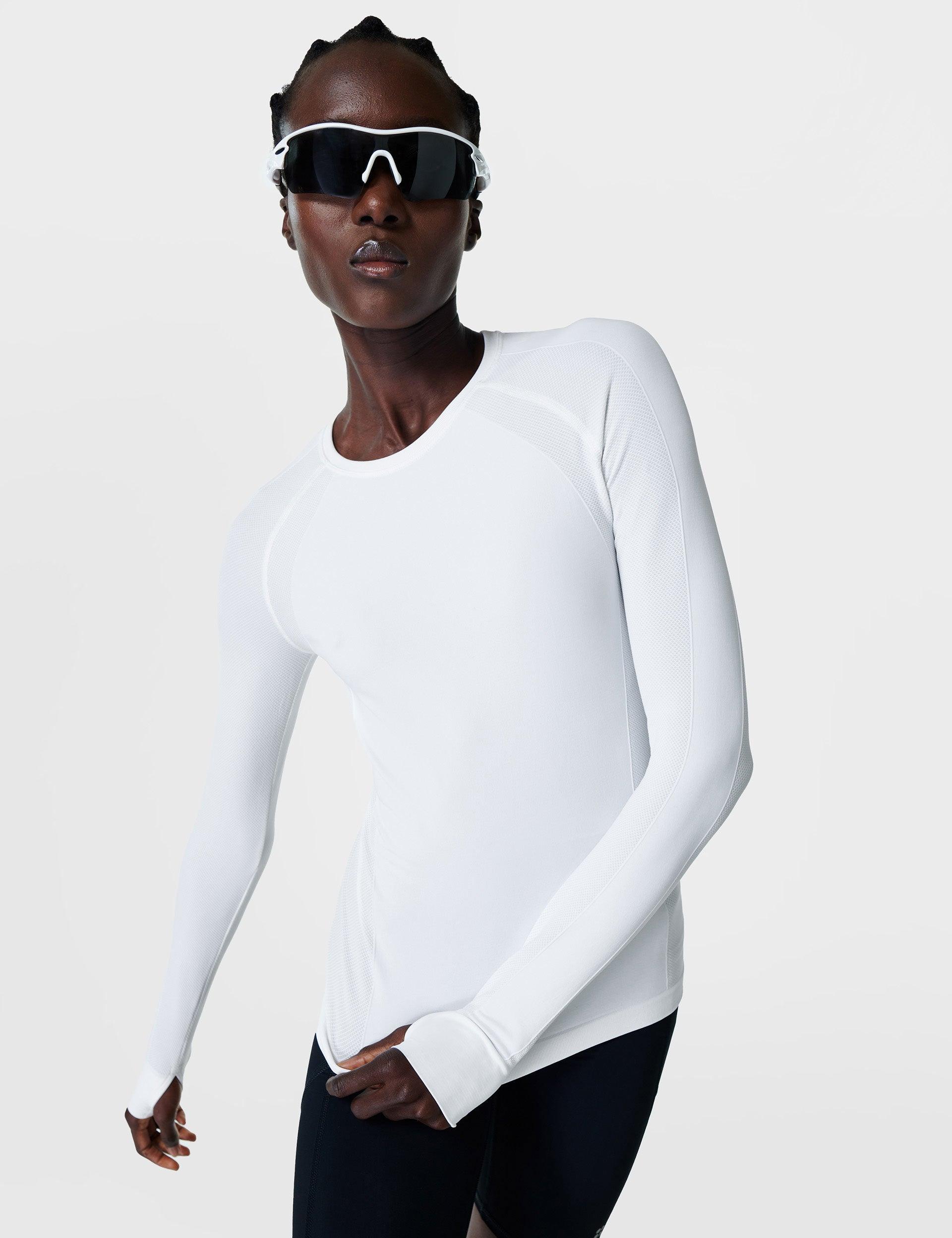 Sweaty Betty Athlete Seamless Workout Long Sleeve Top in White | Lyst UK
