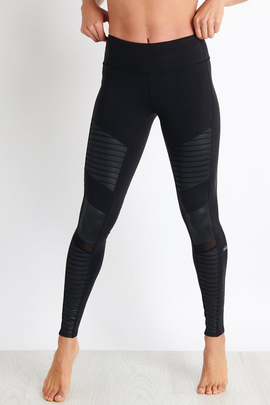 ALO Yoga Moto Black Mesh Detail Leggings S ($114)