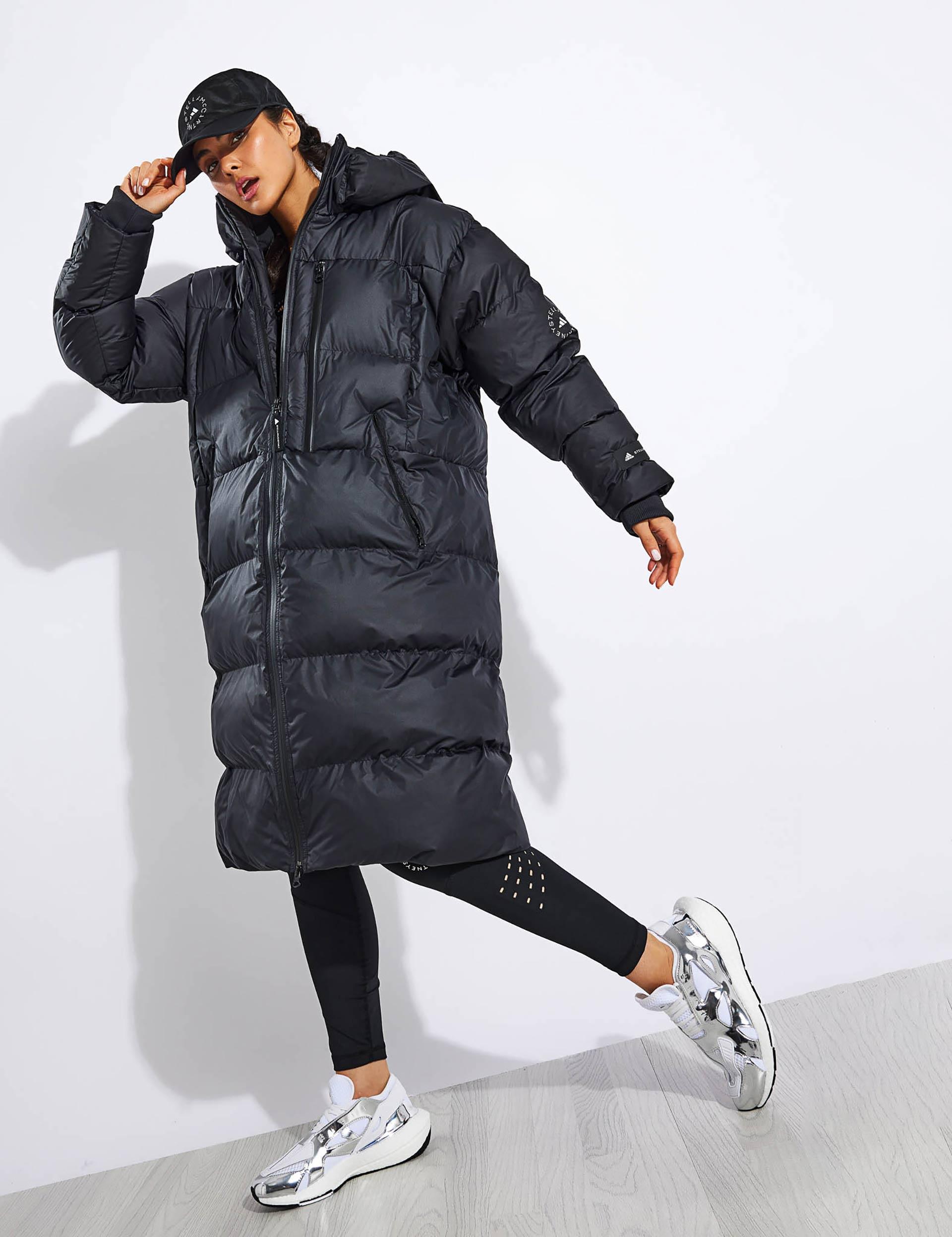 adidas By Stella McCartney Long Puffer Jacket in Black | Lyst