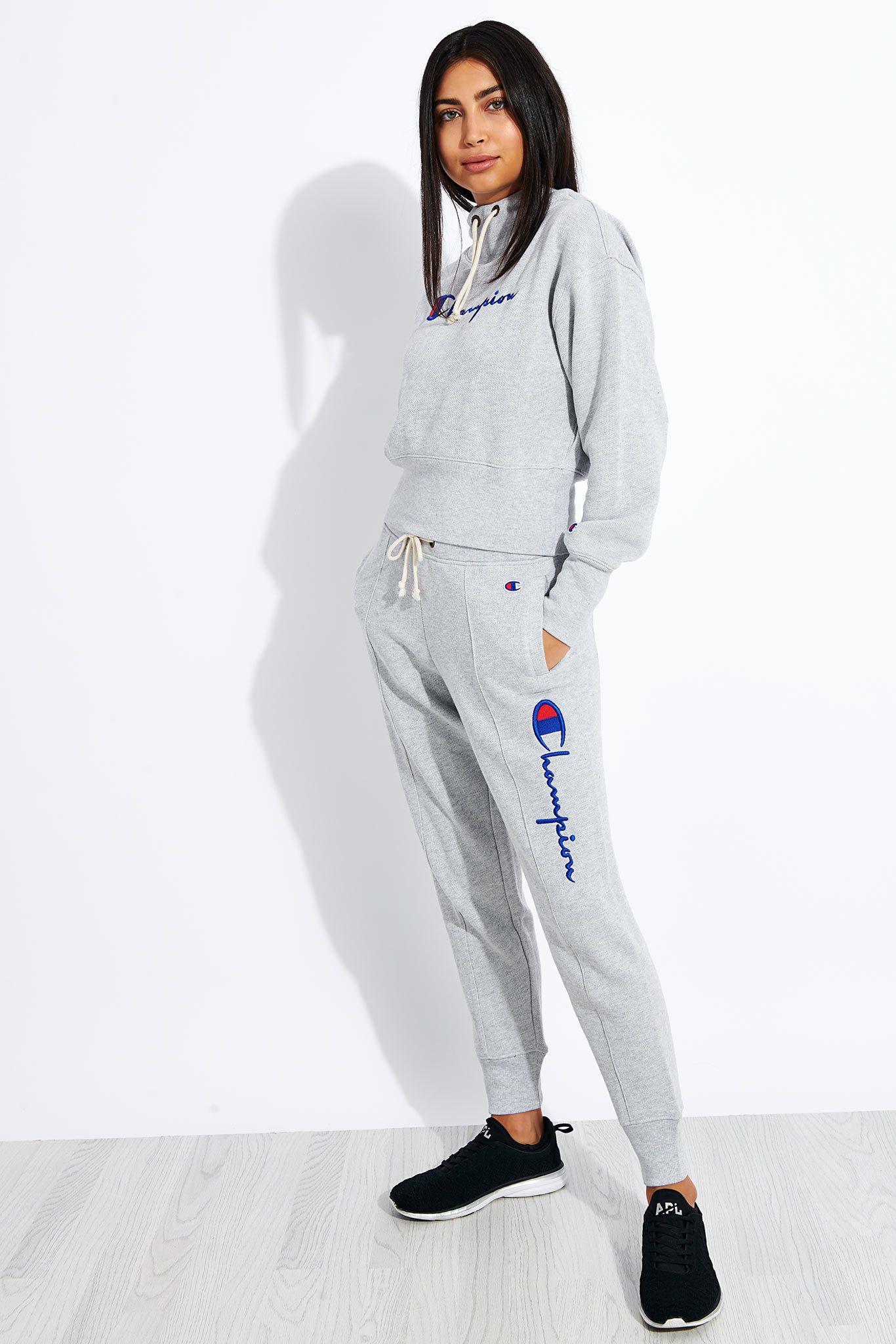 Champion Big Script Logo Rib Cuff Pant in Gray - Lyst