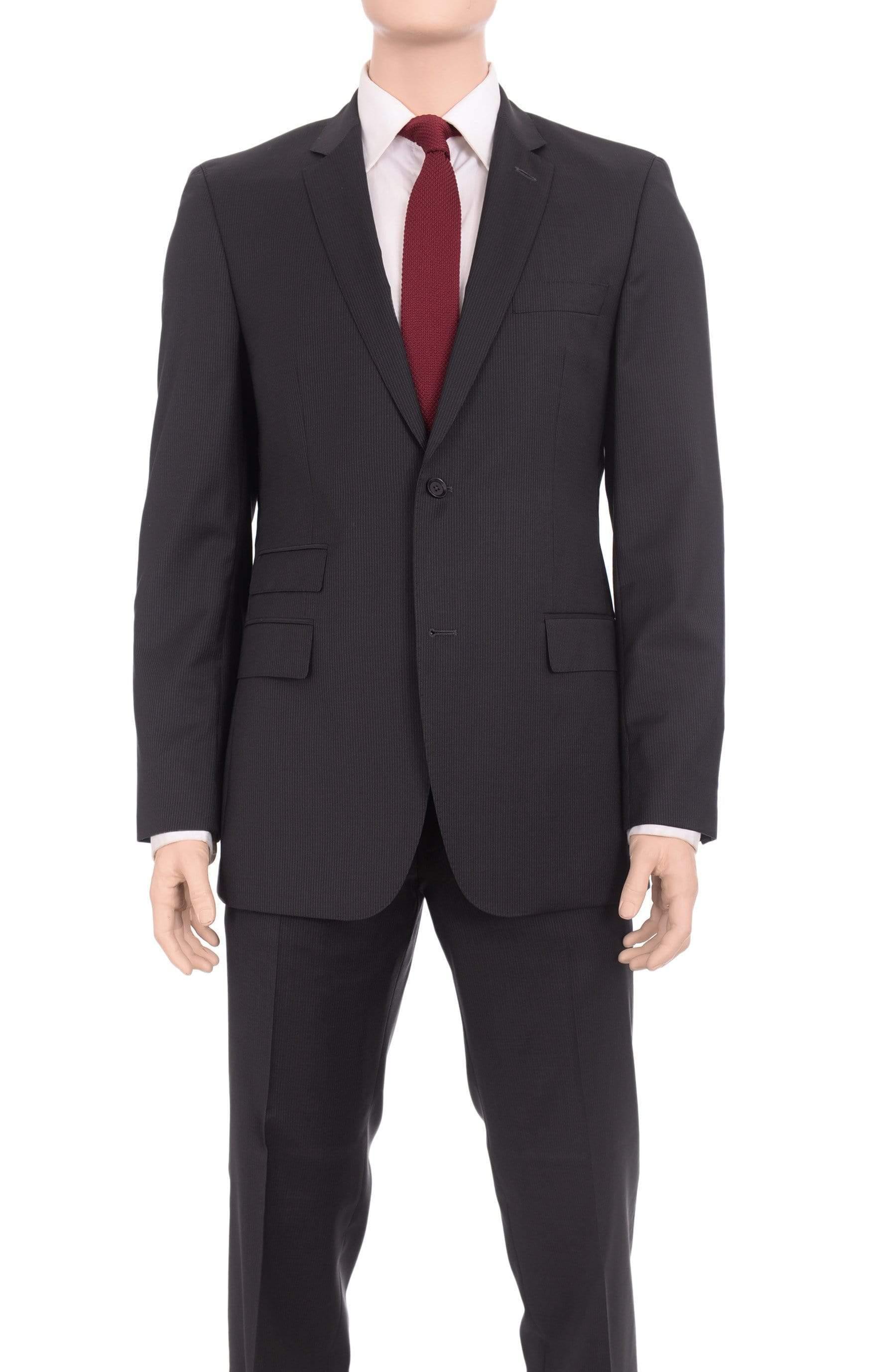 BOSS by HUGO BOSS Edison/power Classic Fit Pinstriped Super 100 Wool Suit  in Black for Men | Lyst
