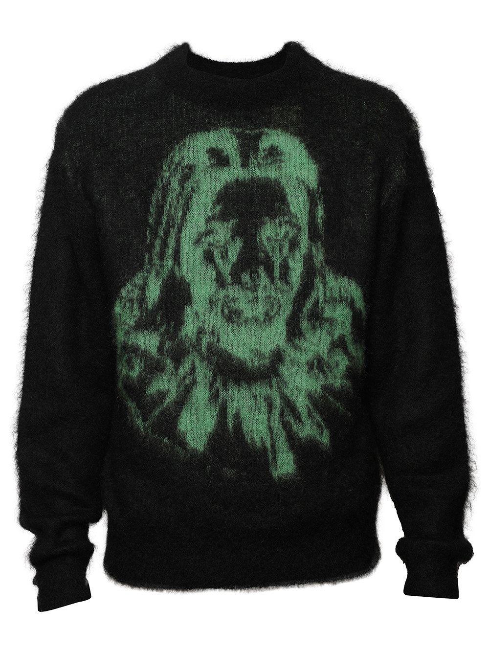 Saint Michael X Born X Raised Clown Knit Sweater Black in Green