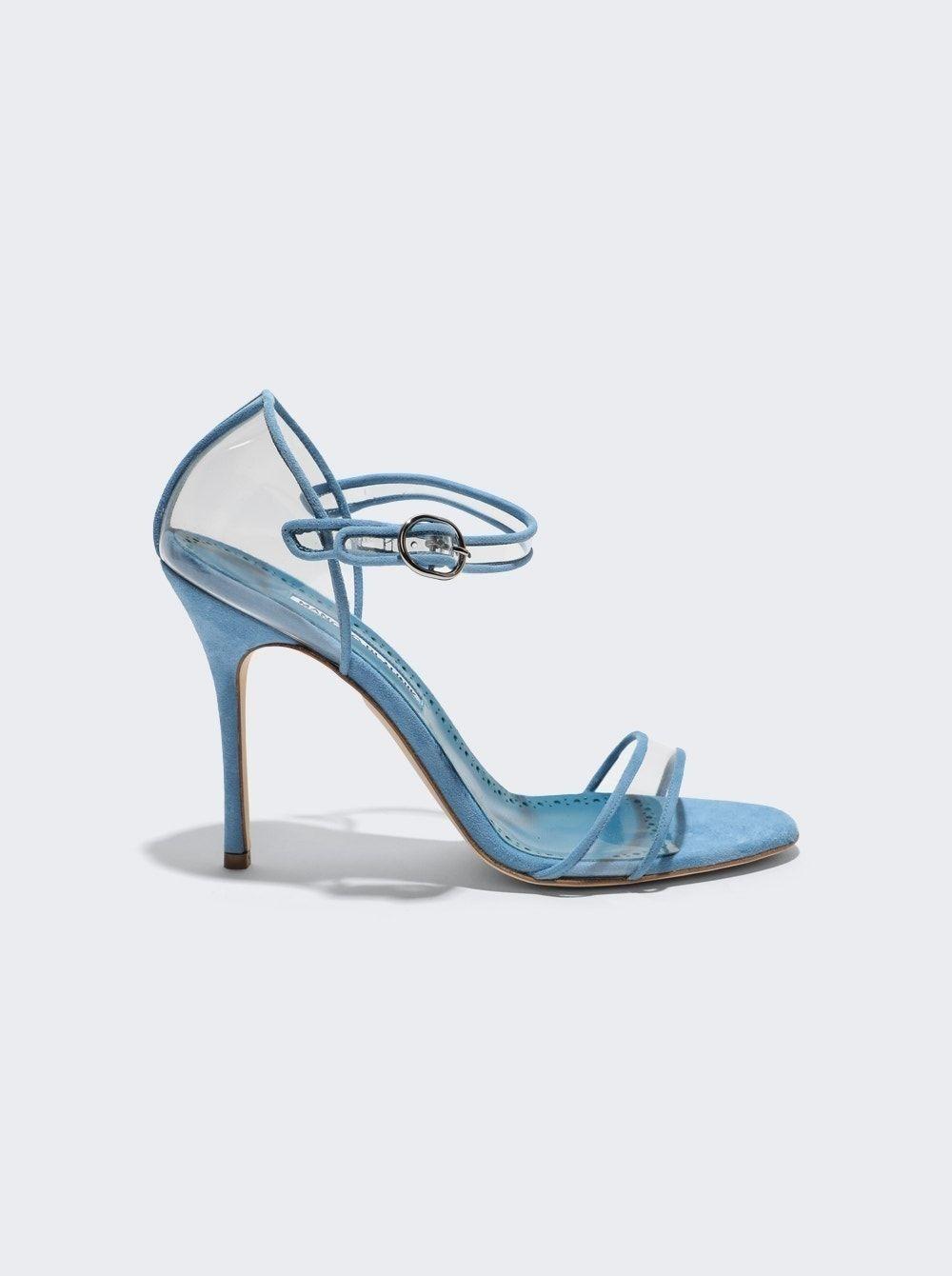Manolo Blahnik Fersen Transparent Ankle Strap High Heel Sandals in Blue ...