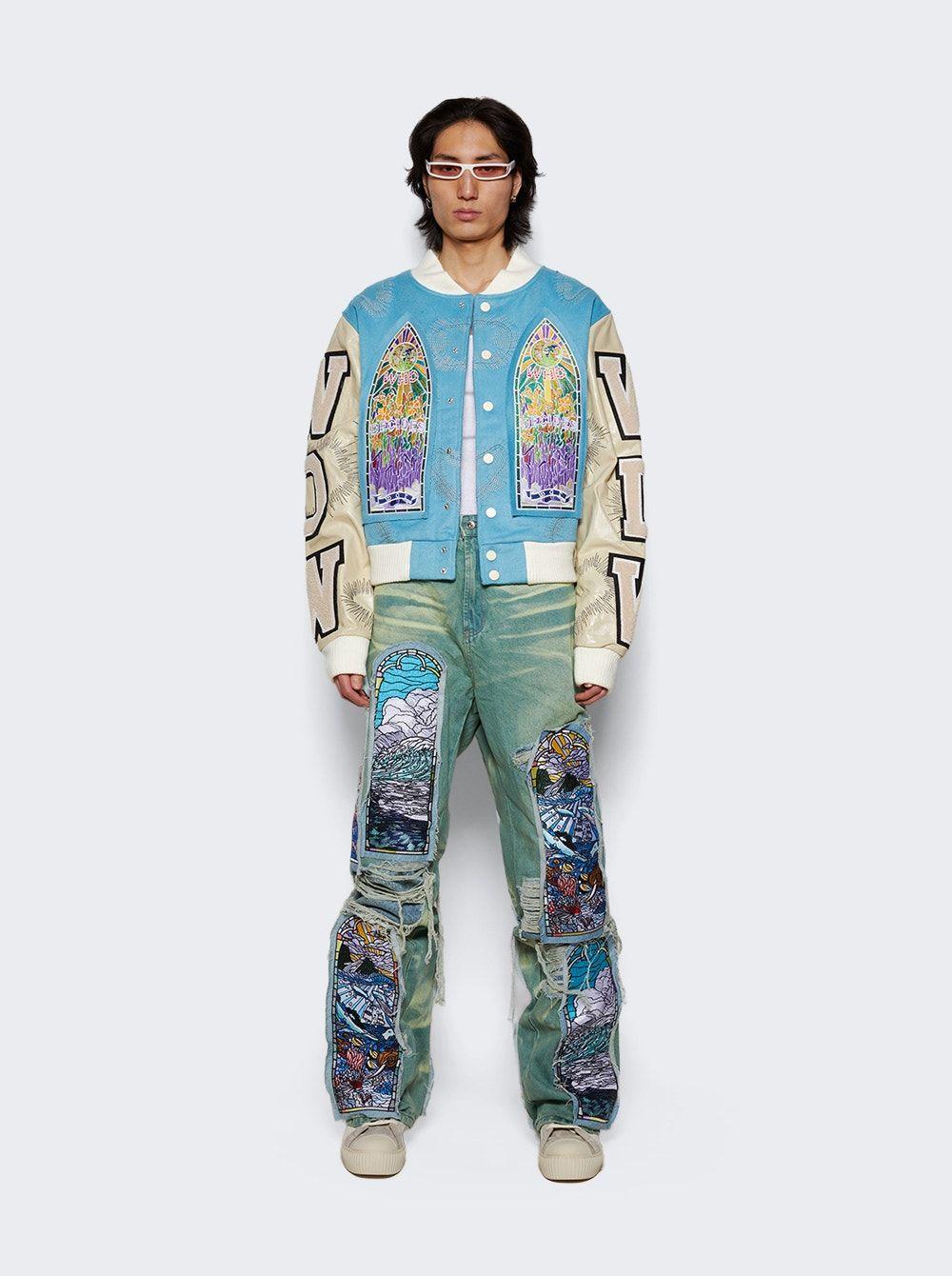 Who Decides War Namesake Varsity Bomber Jacket in Blue for Who Decides War Namesake Varsity Bomber Jacket in Blue for