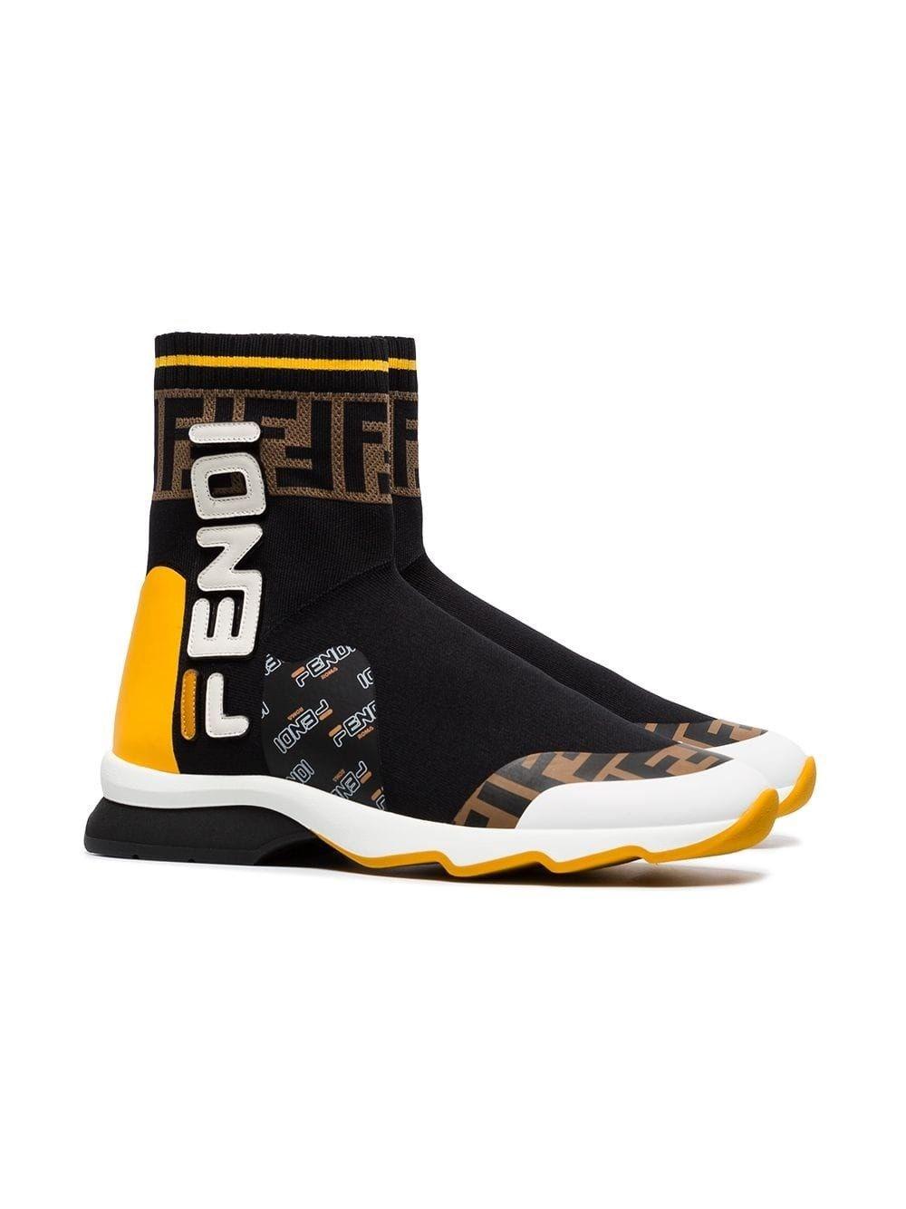 Fendi Mania Rocko Leather Sock Boots in White | Lyst