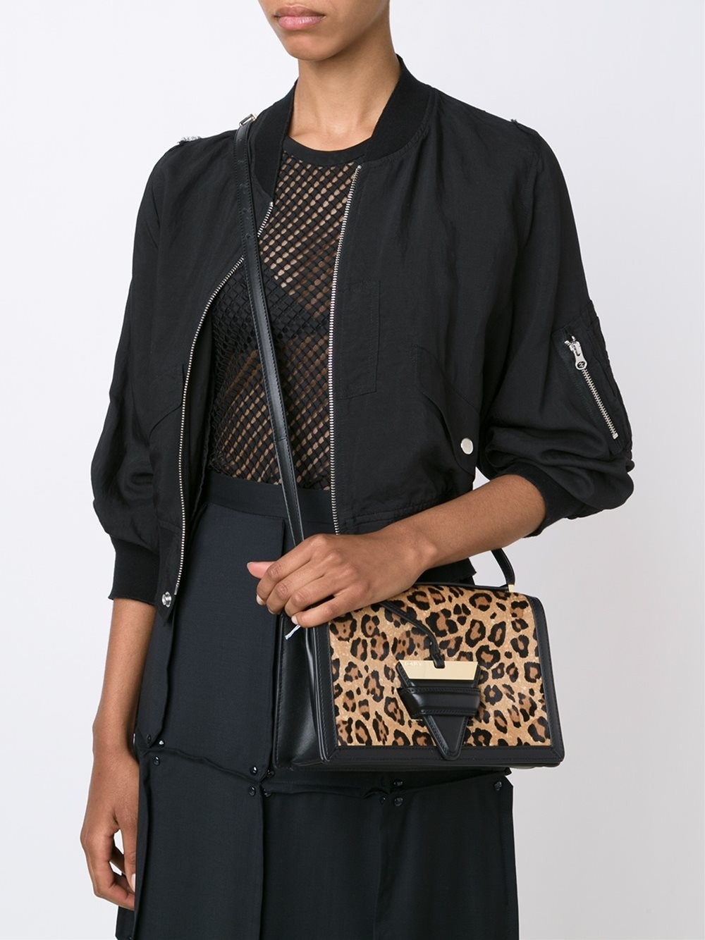 Loewe Fur Leopard Print Shoulder Bag in 