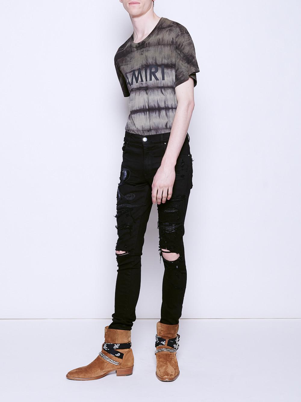 Amiri Denim Snake Detail Jeans in Black for Men | Lyst