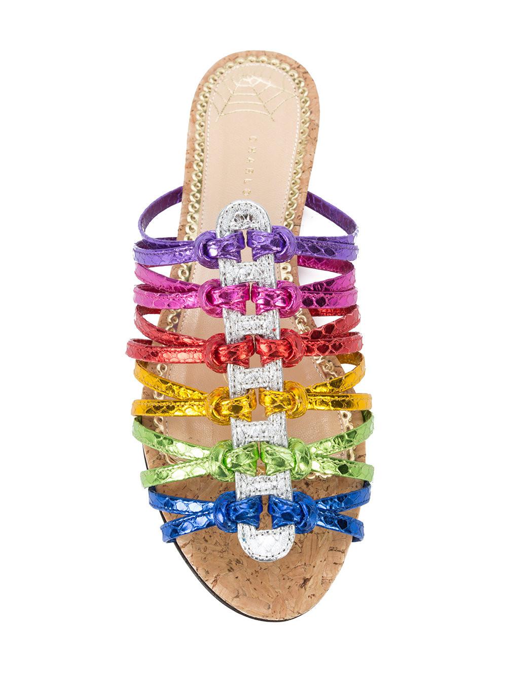metallic rainbow sandals