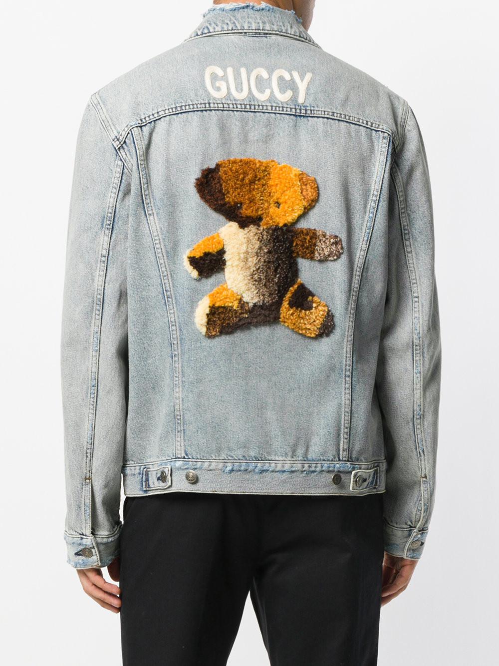 gucci jeans jacket teddy bear