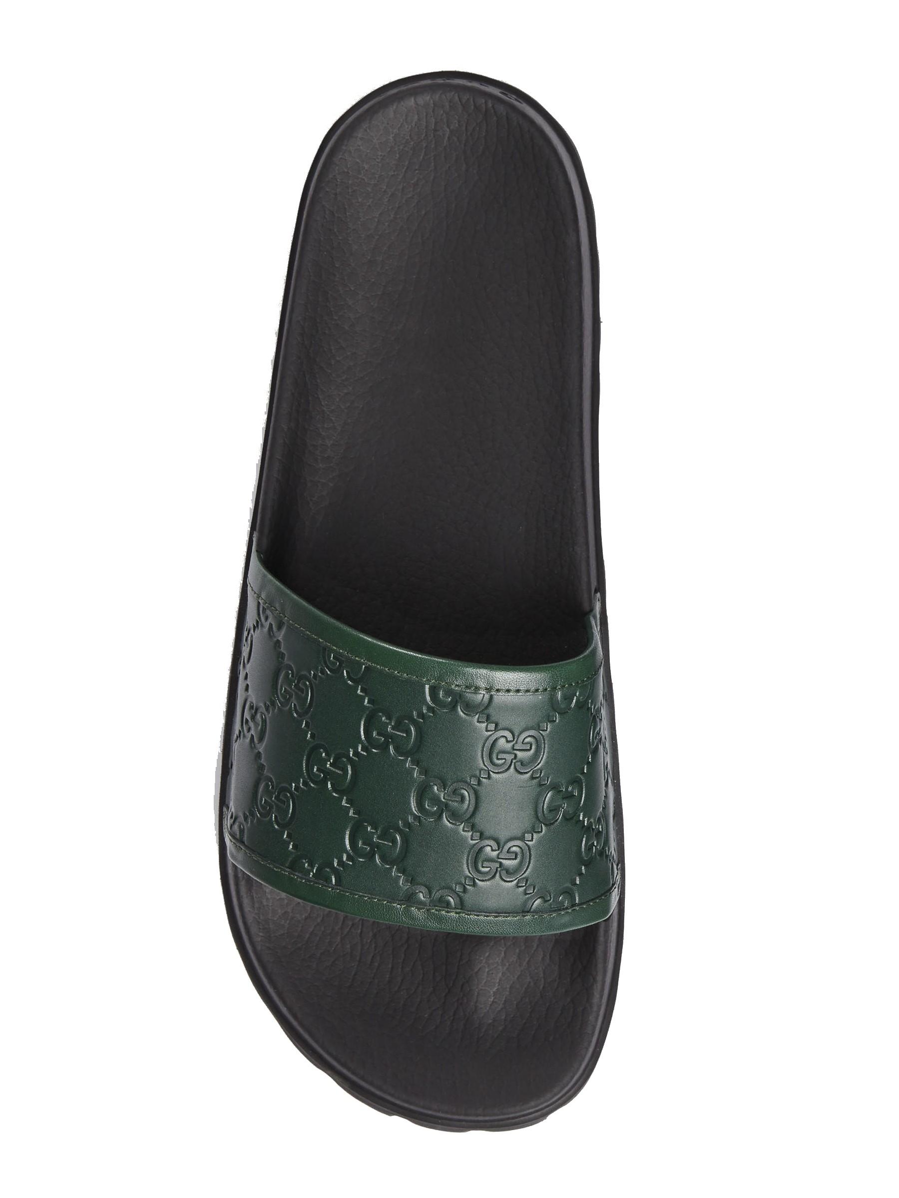 gucci green rubber slide sandals