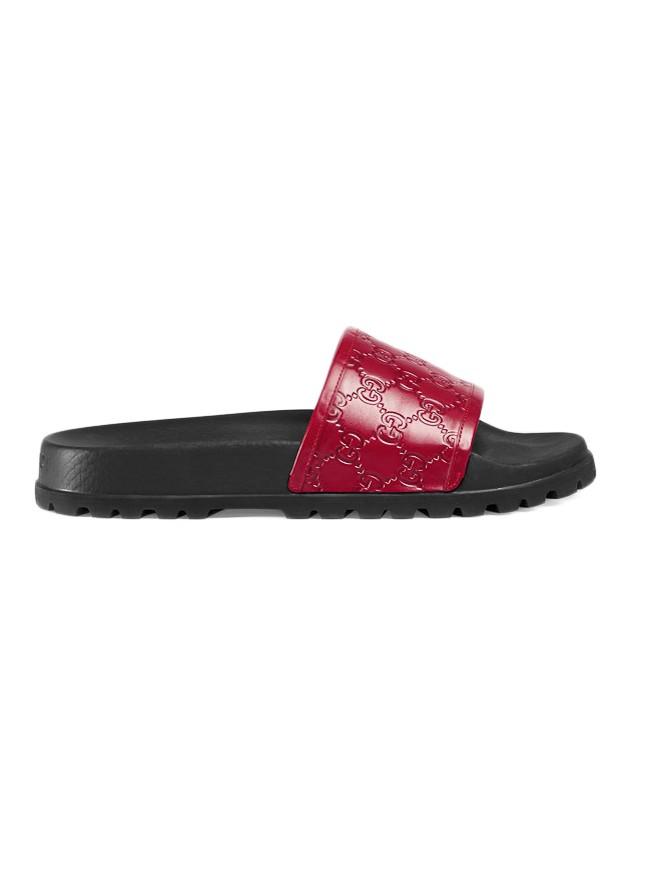 red gucci signature slides